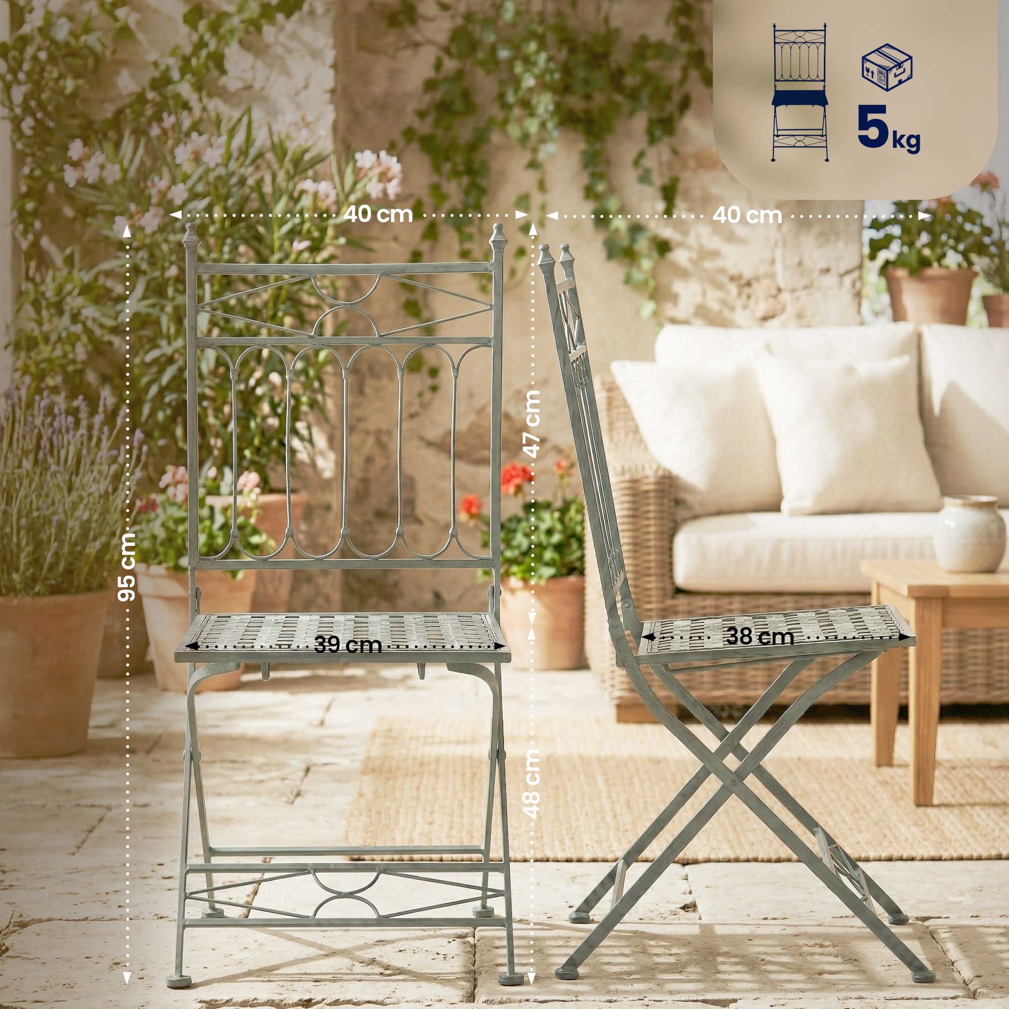 Set de 2 sillas plegables Asina