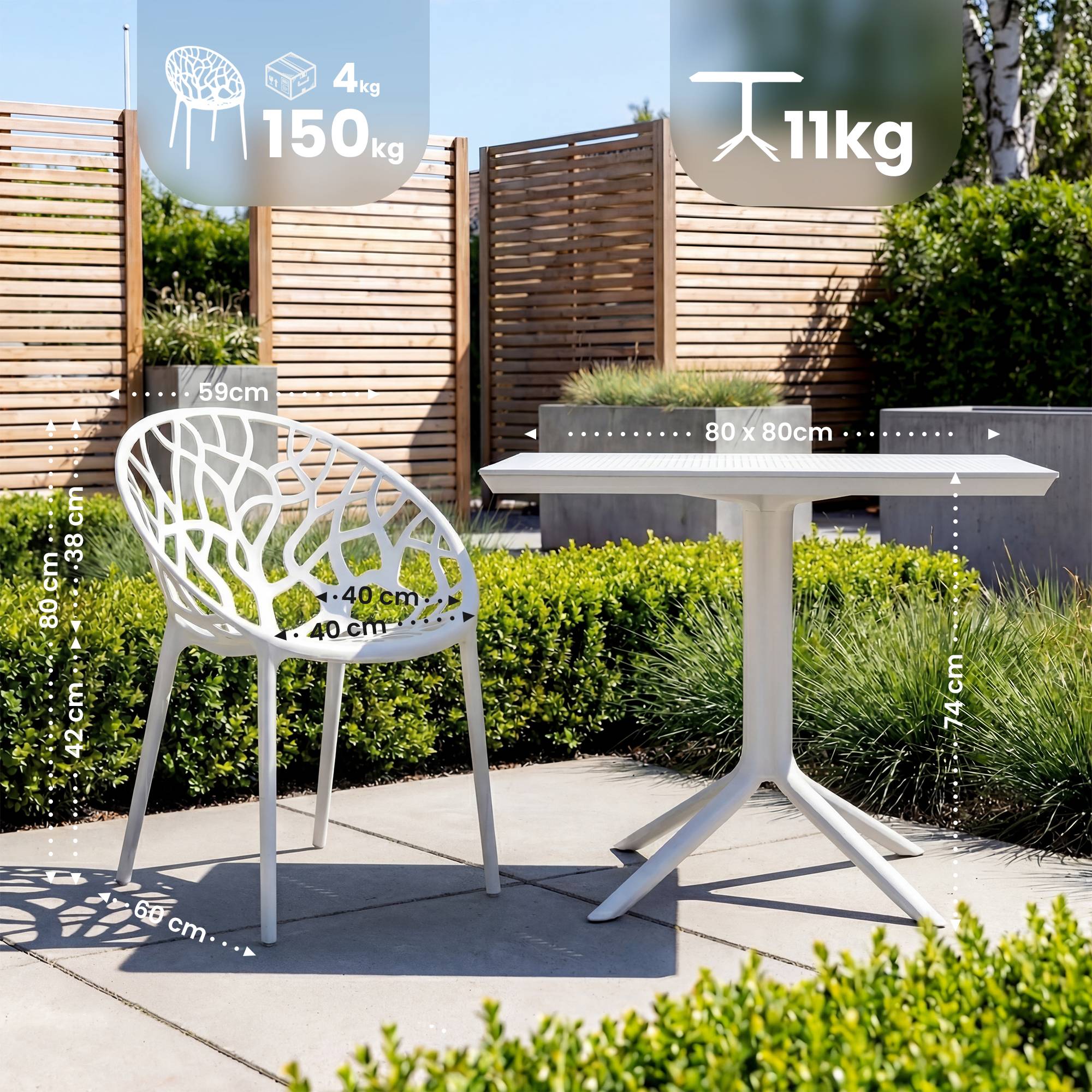 Conjunto de muebles de jardín Avara con 2 sillas