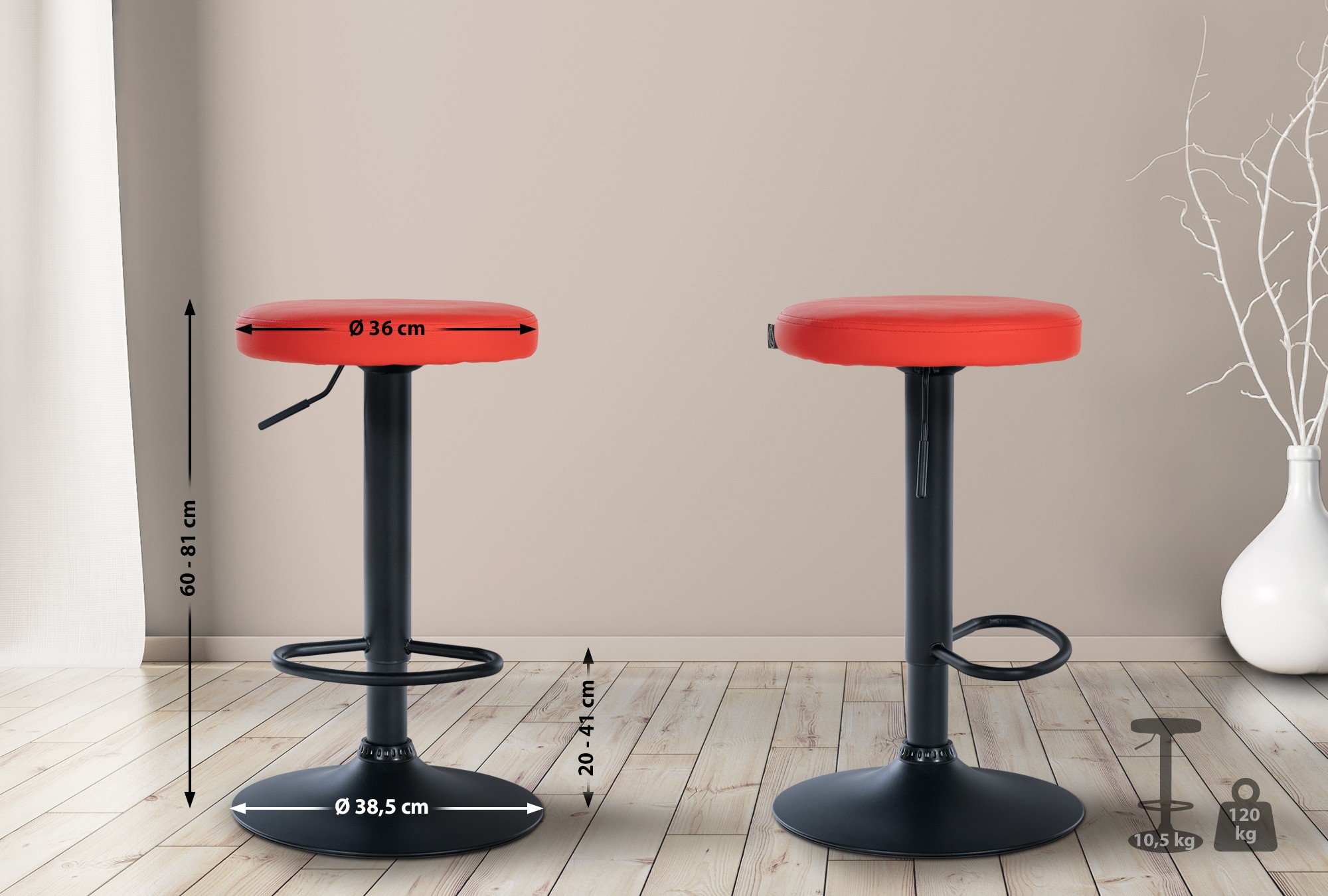 Set de 2 taburetes de bar Ponte en polipiel