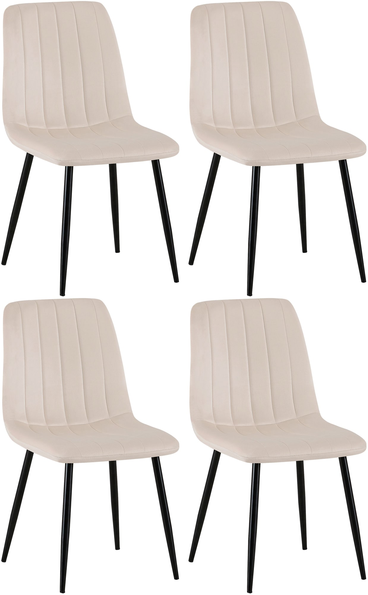 Set de 4 sillas de salón Dijon en tela o terciopelo