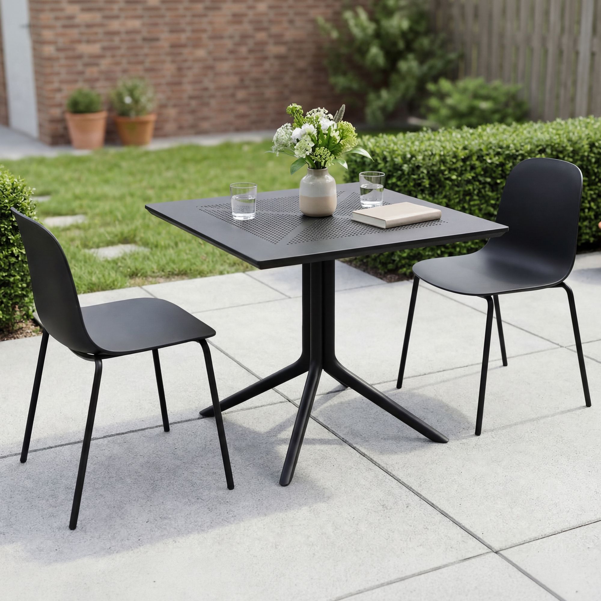 Juego de muebles de jardín Zeron con 2 sillas