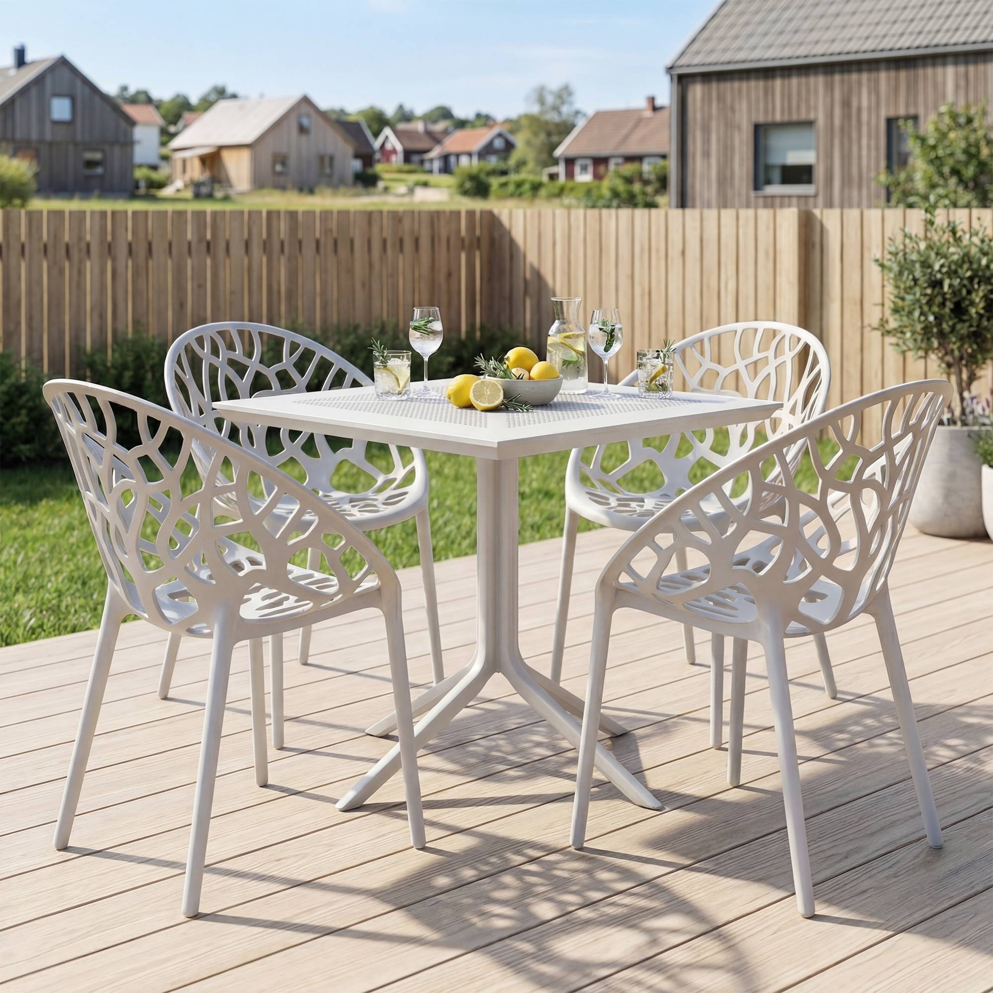Set de muebles de jardin Avara con 4 sillas