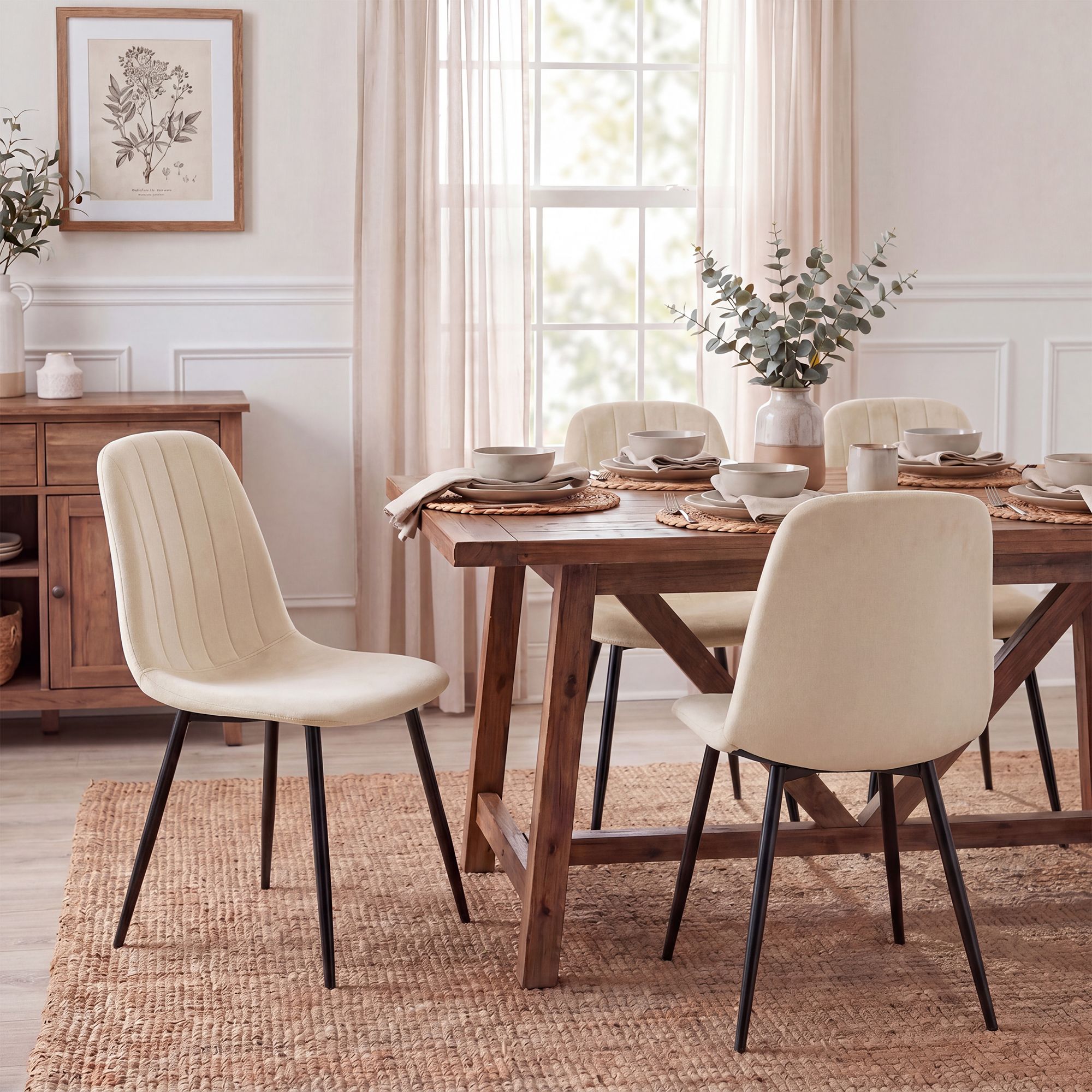 Juego de 4 sillas de comedor Baxter de terciopelo