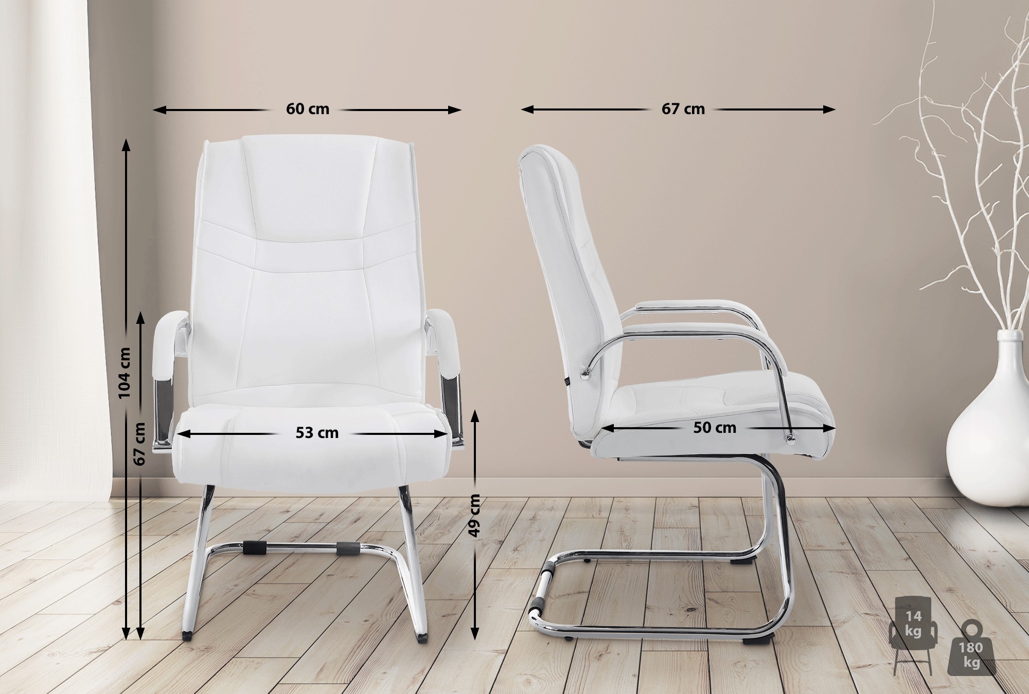 Set de 2 sillas cantilever XXL Attila en polipiel