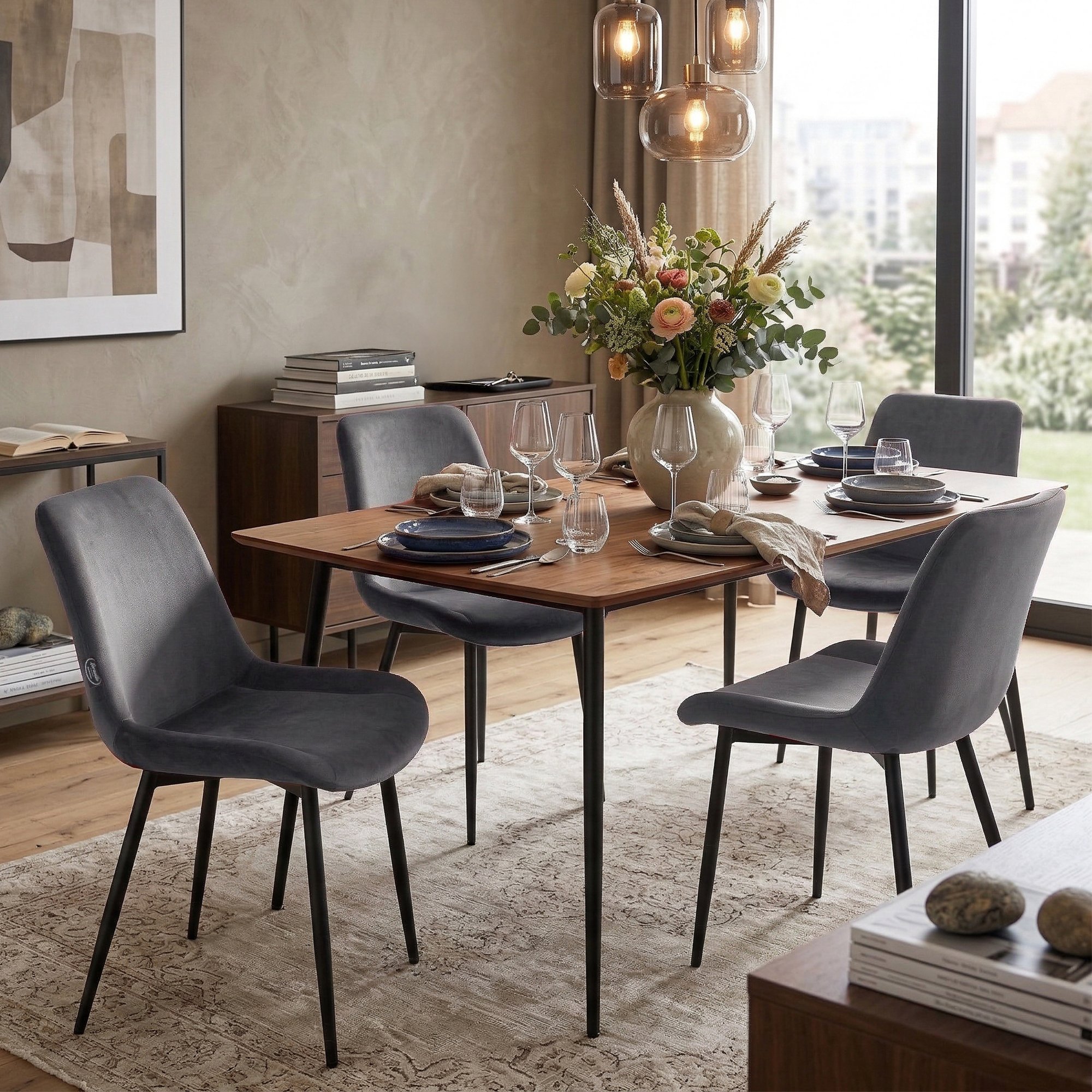 Juego de 2 Sillas de Comedor Victoria de Terciopelo