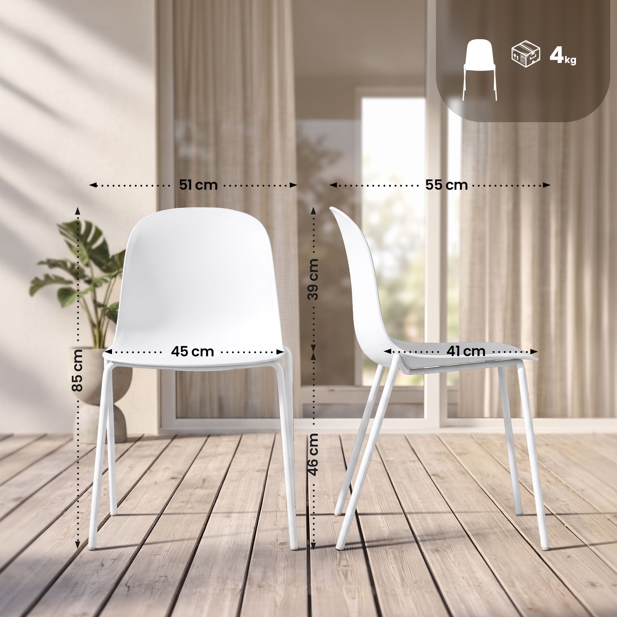 Set de 2 sillas apilables Hardin