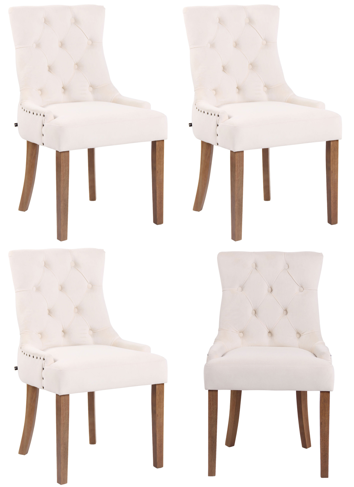 Juego de 4 sillas de comedor Aberdeen en terciopelo