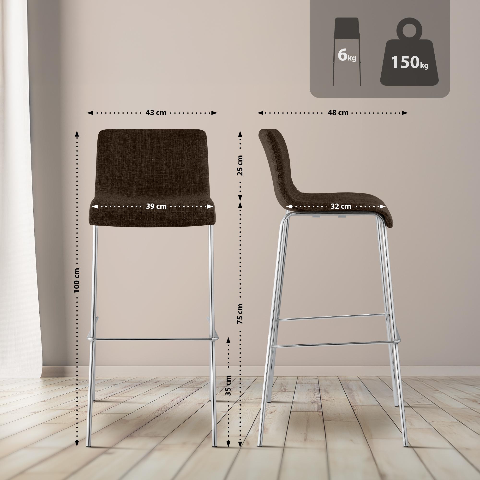 Taburete de bar Hover de tela con base de cuatro patas