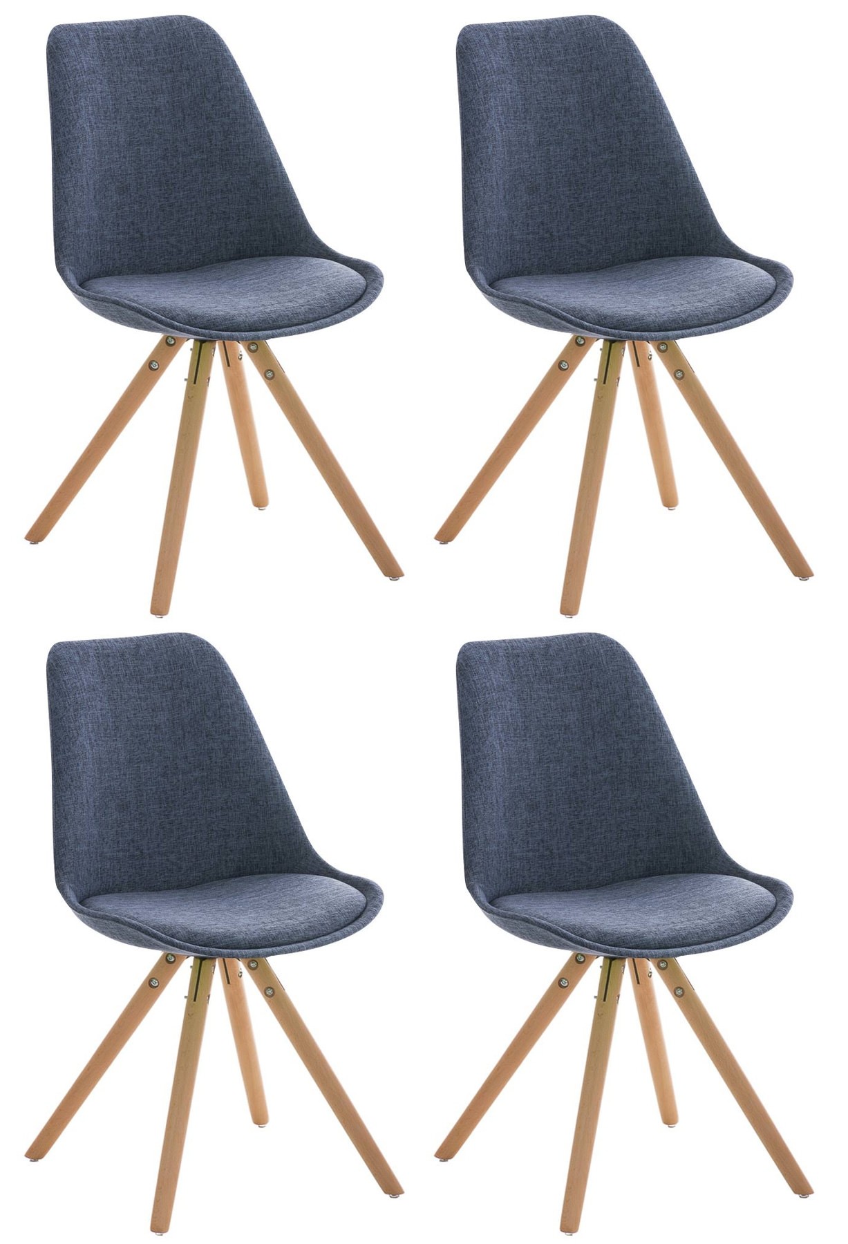 Set de 4 sillas de comedor Pegleg en tela con patas redondas