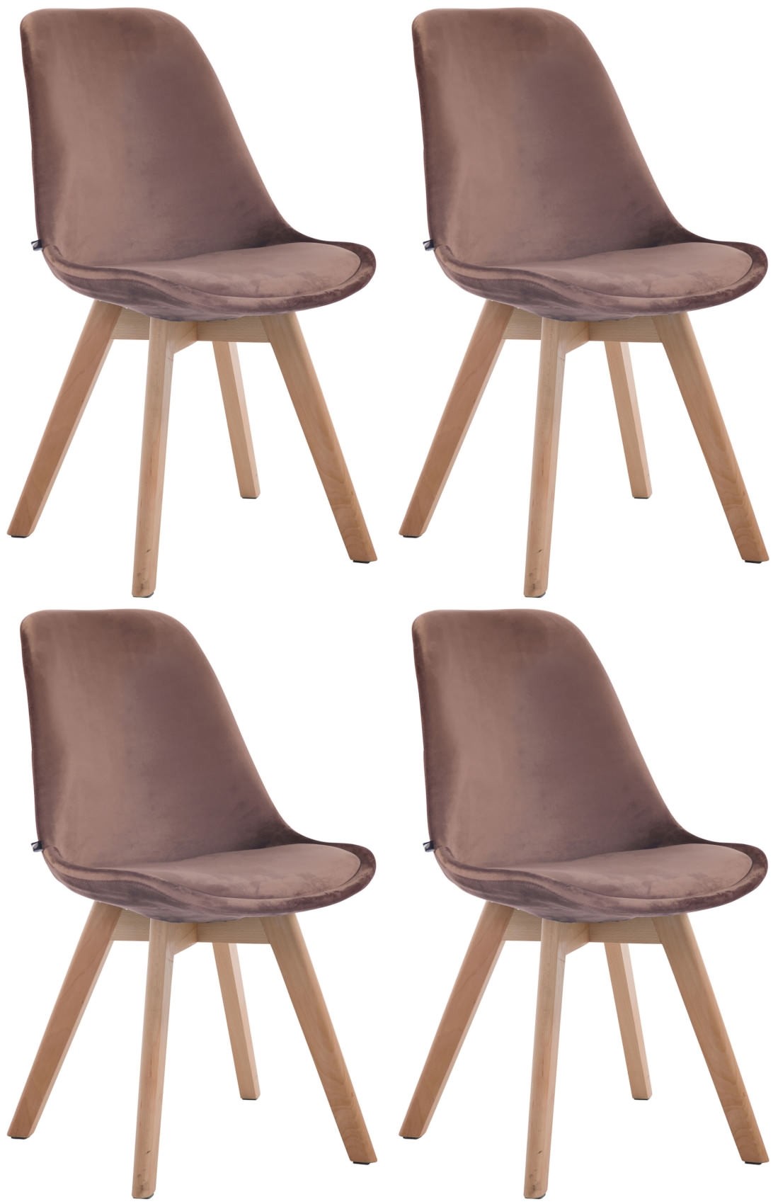 Set de 4 sillas de comedor Borneo tapizadas en terciopelo