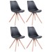 4er Set Stühle Toulouse Kunstleder Rund-schwarz-Natura