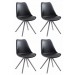 4er Set Stühle Toulouse Kunstleder Rund-schwarz-Grau