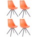4er Set Stühle Toulouse Kunstleder Rund-orange-Grau