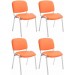 4er Set Stühle Ken Chrom Kunstleder-orange