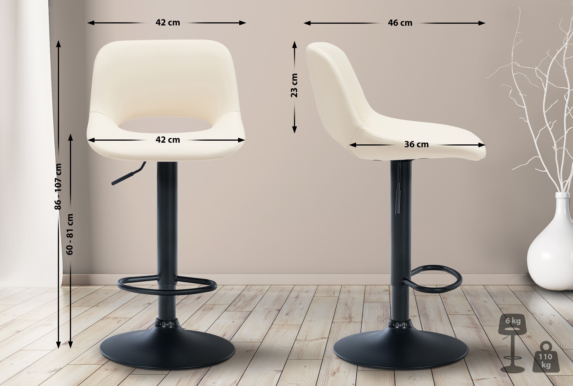 Set de 2 Taburetes de bar Camden En Polipiel
