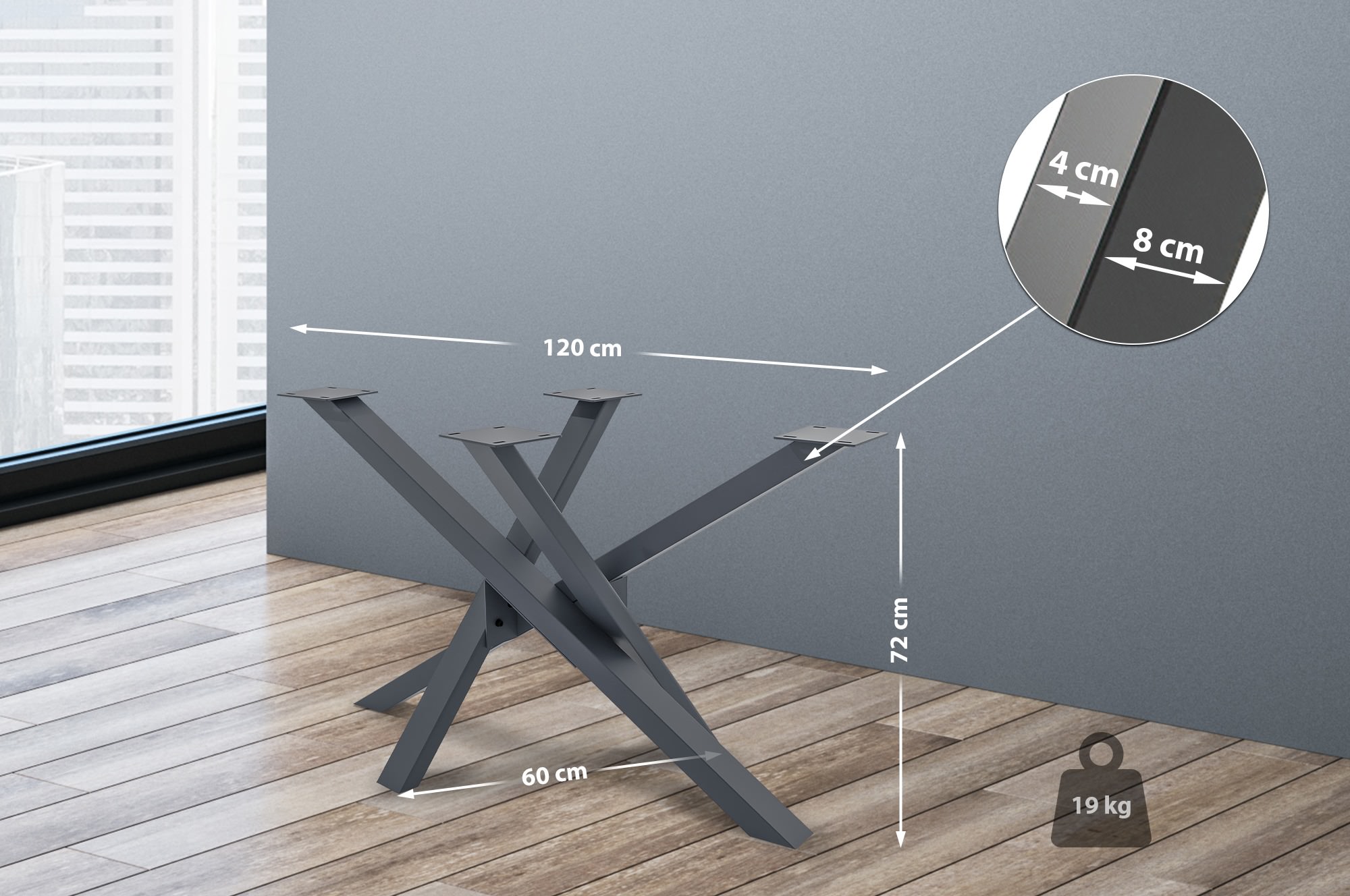 Soporte para mesa de comedor Jimmy en forma de mikado
