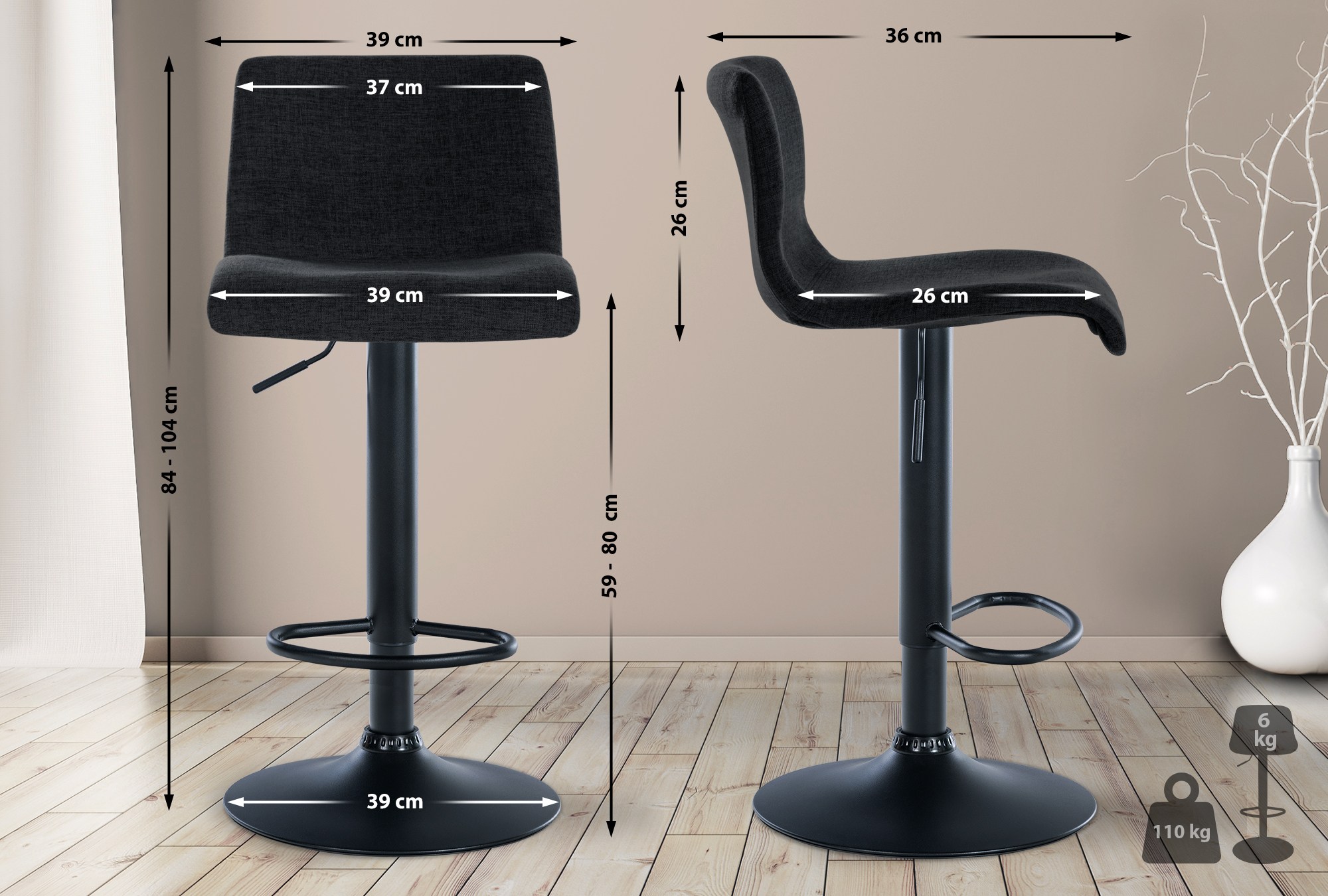 Set de 2 Taburetes de bar Branford