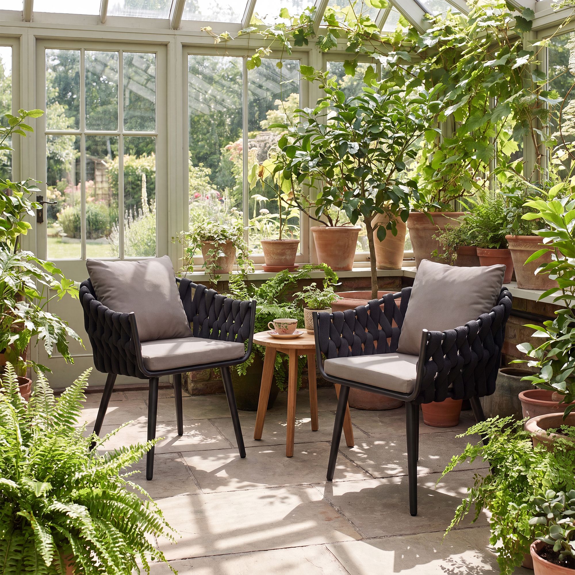 Sillón de jardín Naxos antracita con cojín de asiento