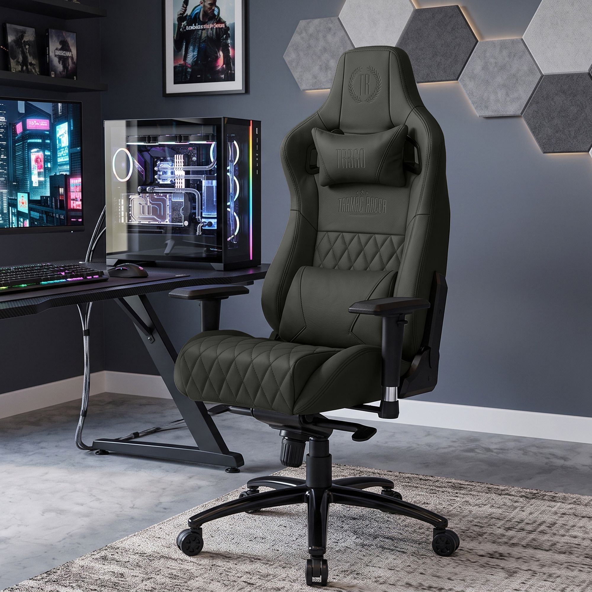 Silla de oficina Keren tapizada en piel genuina