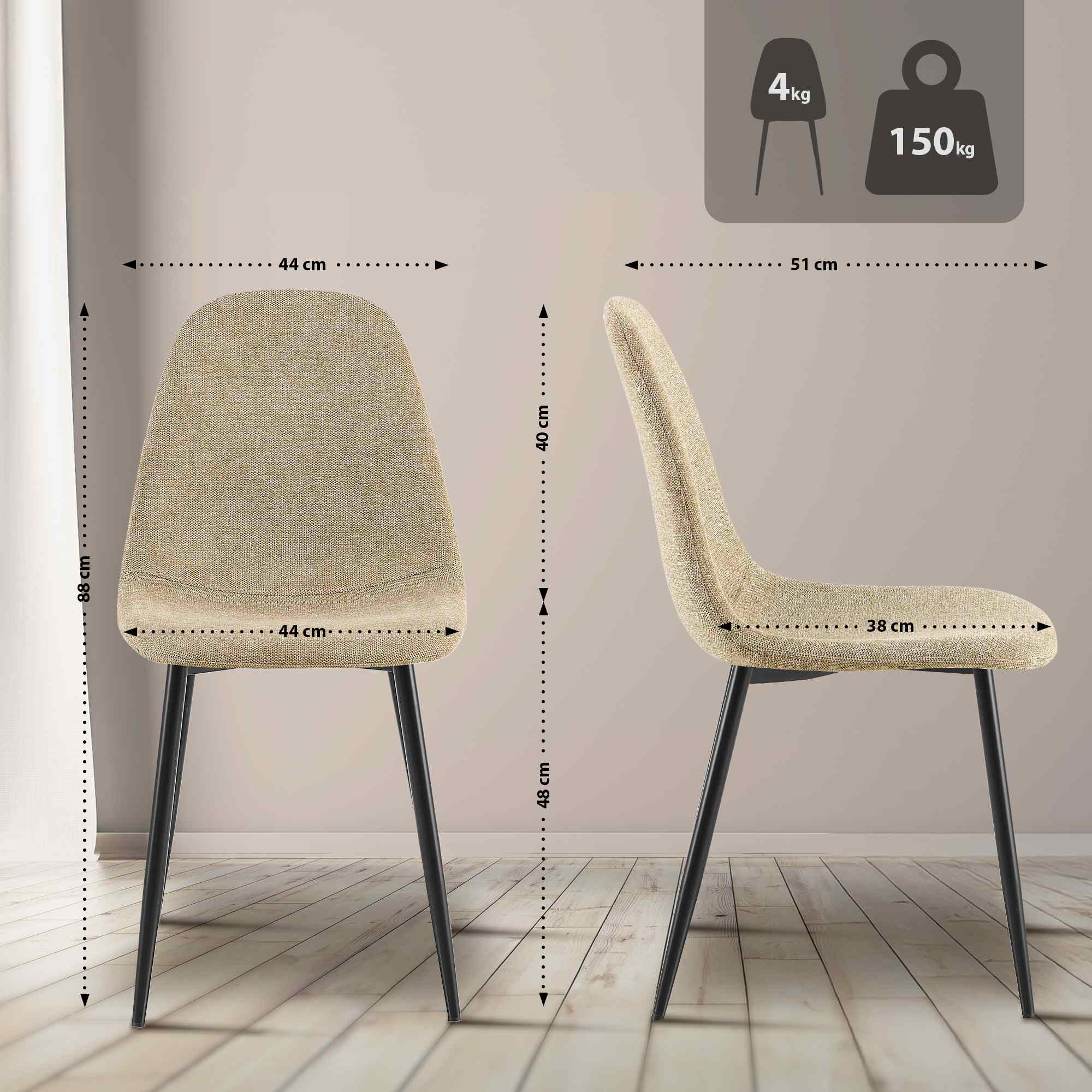 Conjunto de 4 sillas de comedor Napier