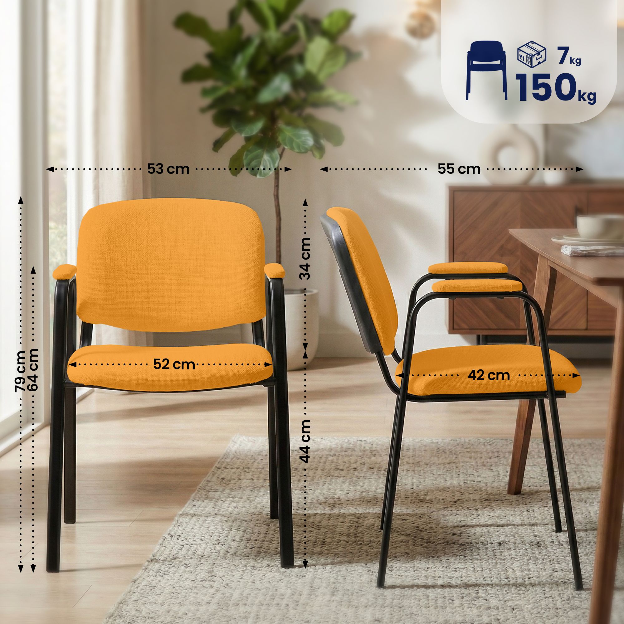 Set de 4 Sillas Apilables Ken Pro de Tela