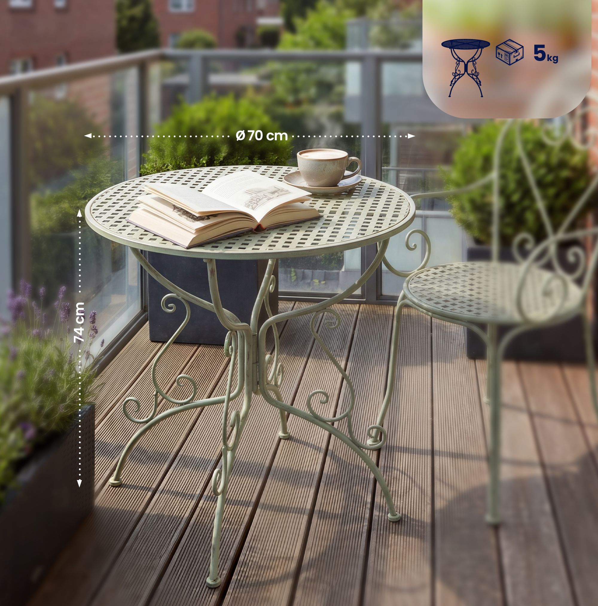 Mesa de jardín Amanda 70 cm