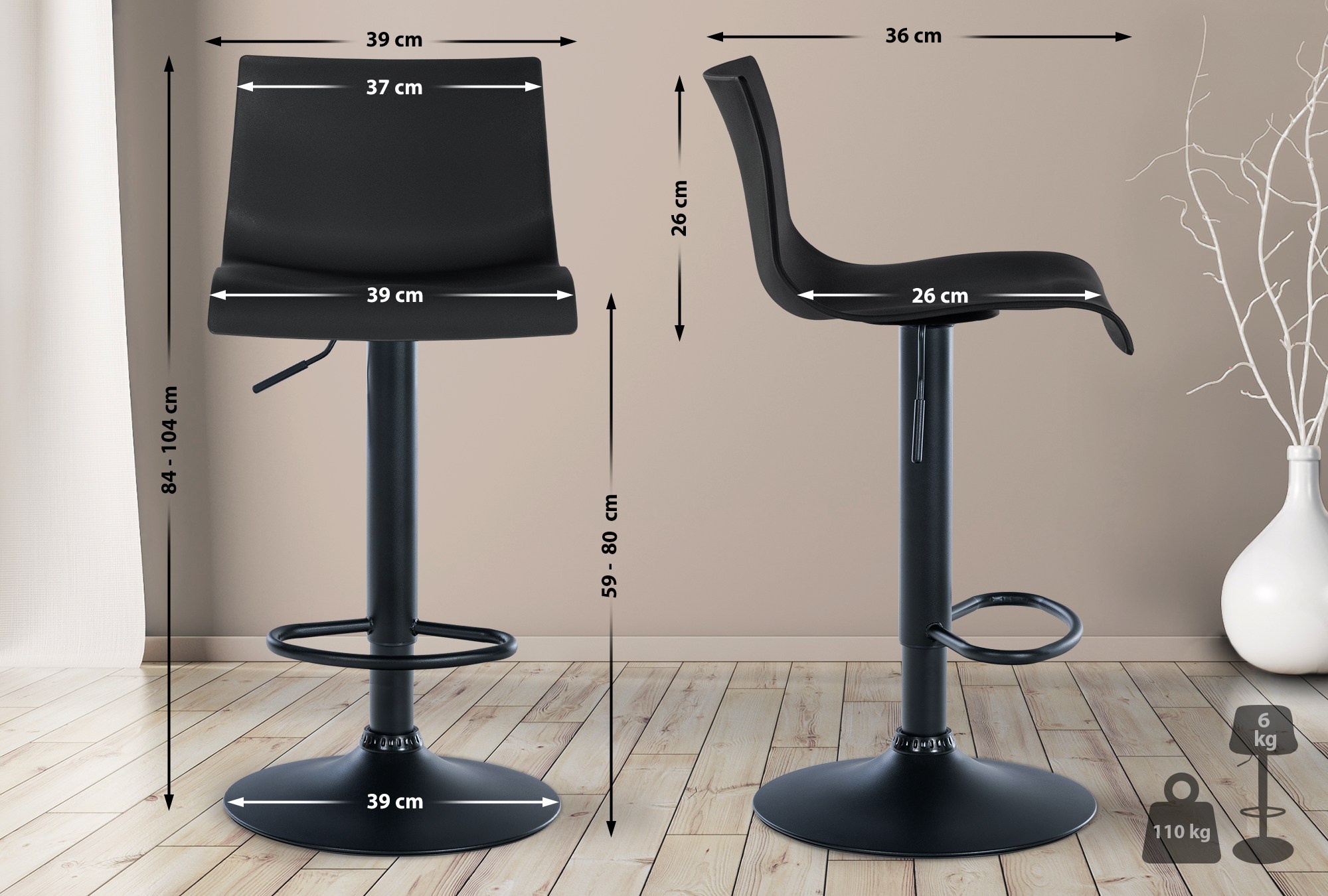 Set de 2 Taburetes de bar Branford