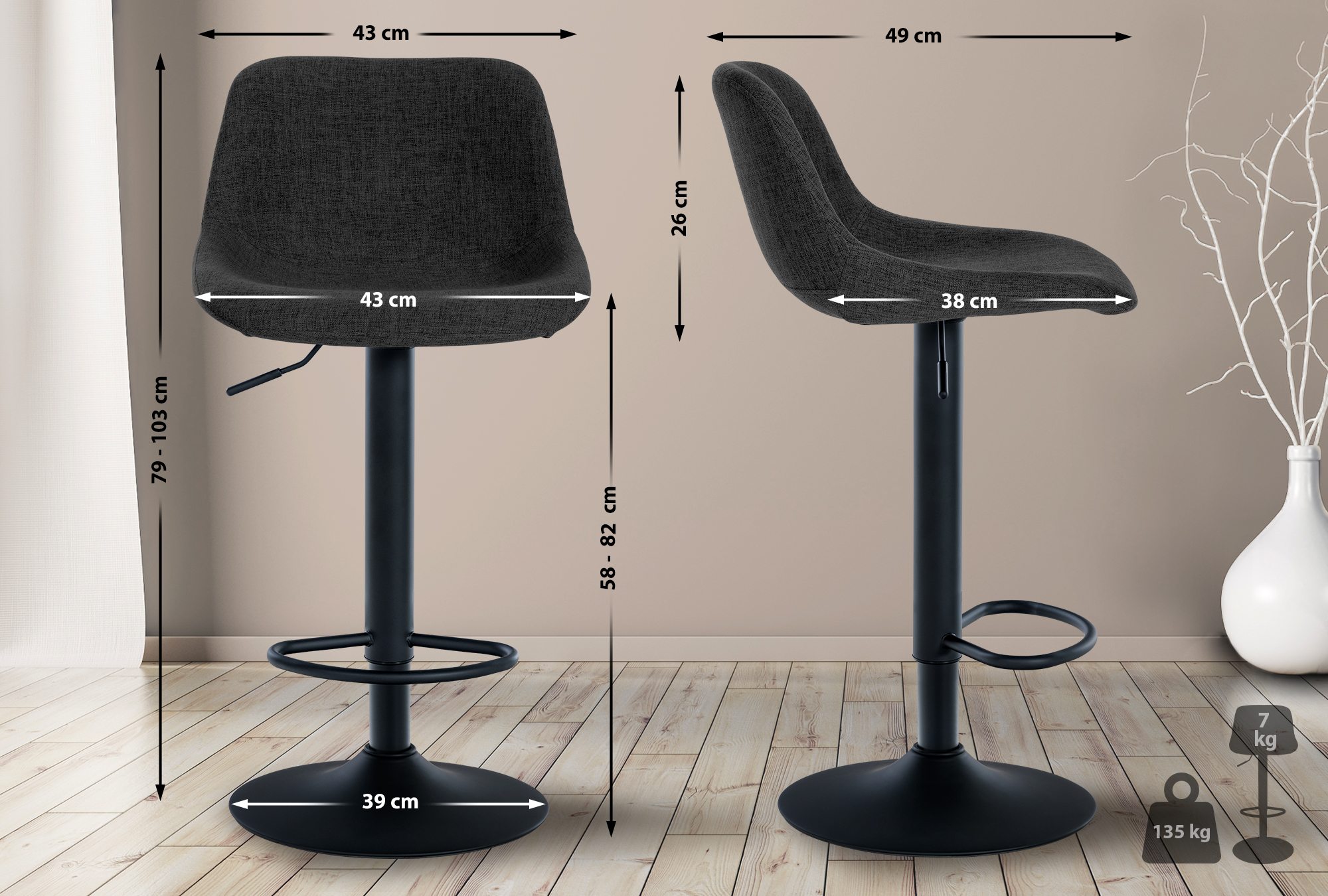 Set de 2 Taburetes de bar Loft