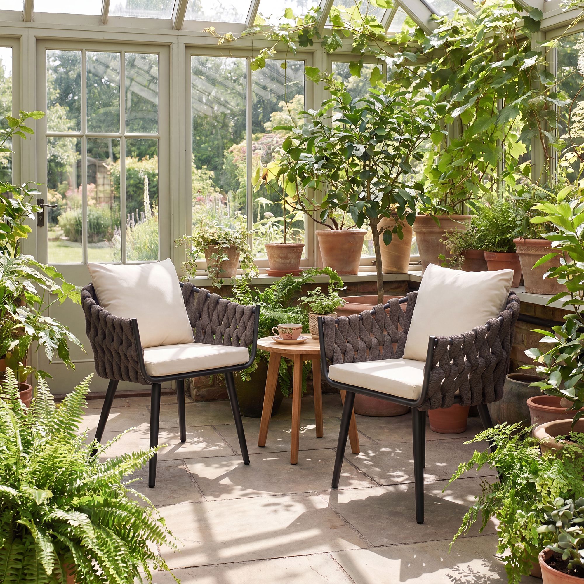 Sillon de jardin Naxos taupe con cojin de asiento