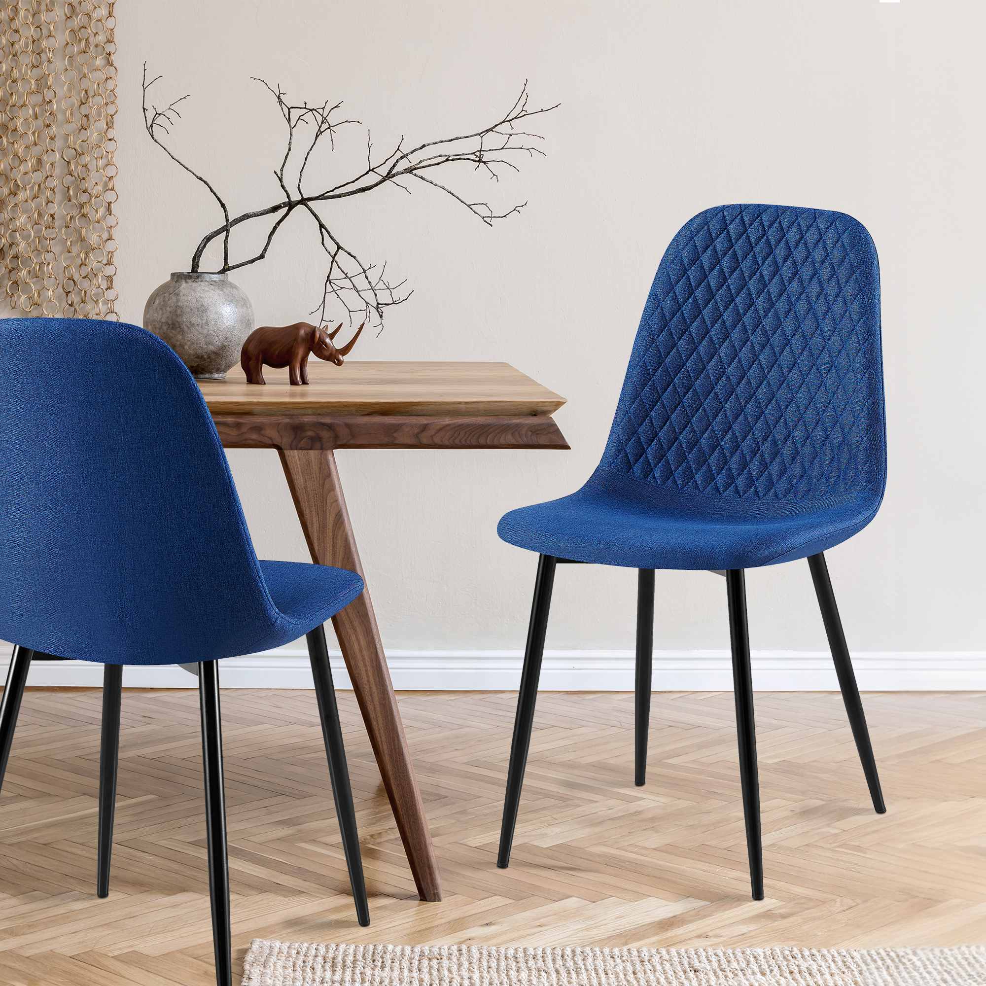 Set de 4 sillas de comedor Giverny en tela o terciopelo