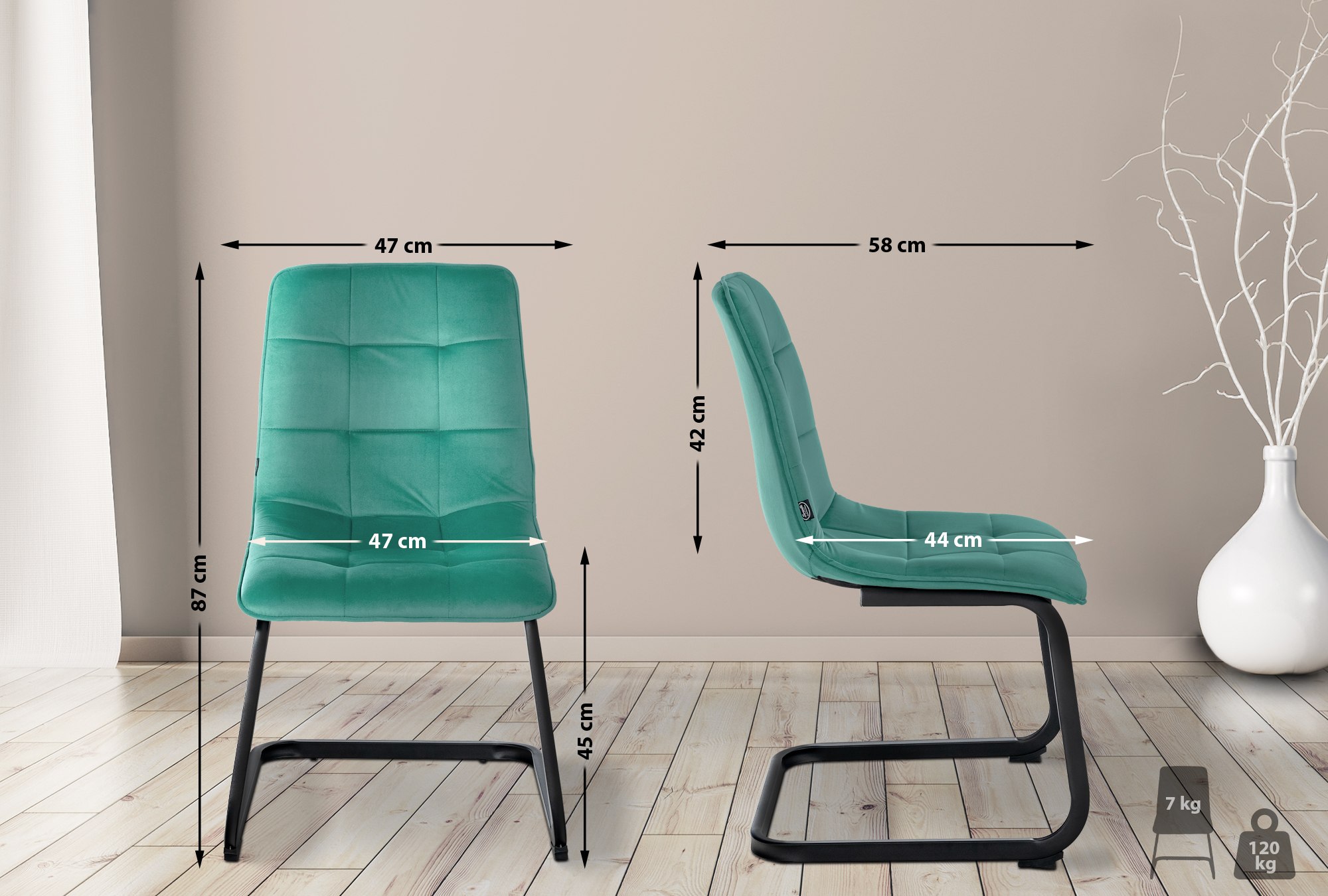Silla de comedor Vermont en terciopelo