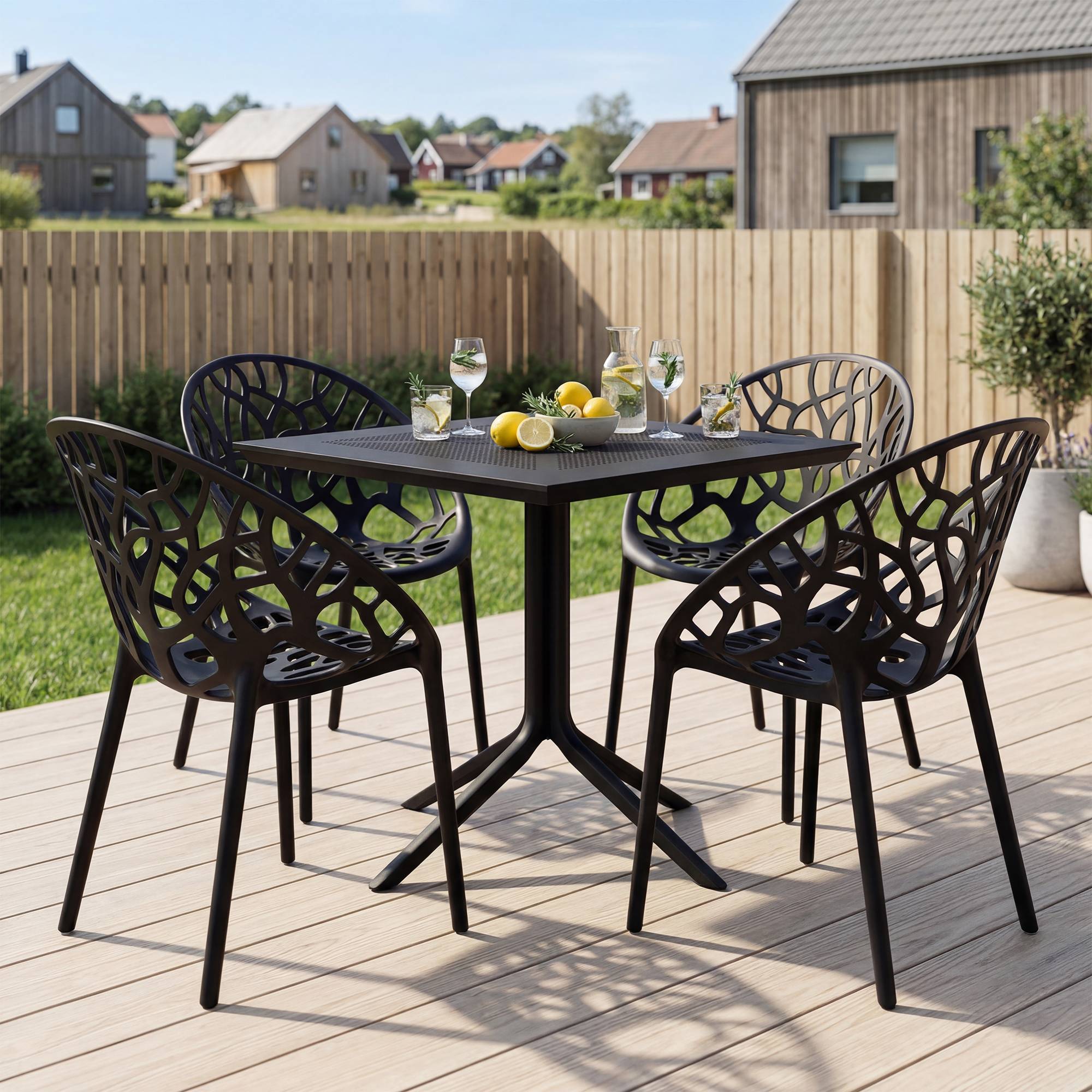 Set de muebles de jardin Avara con 4 sillas