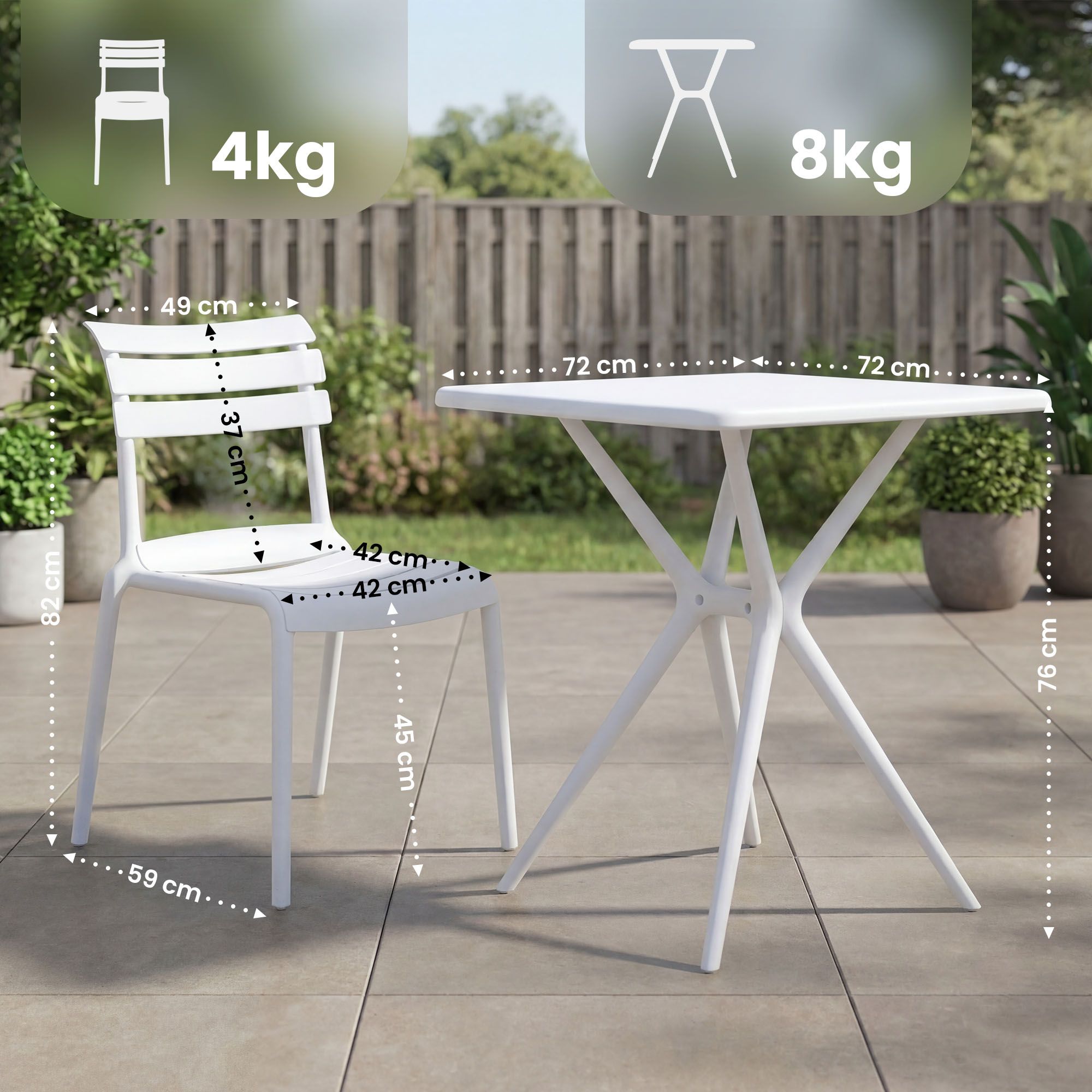 Conjunto de Muebles de Jardín Vela con 4 Sillas