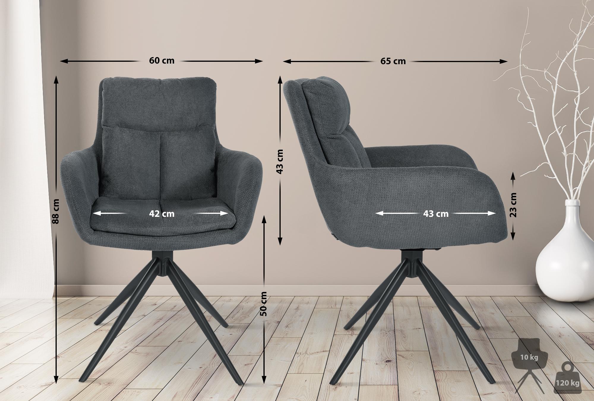 Lote de 2 sillas de comedor de tela Vilas