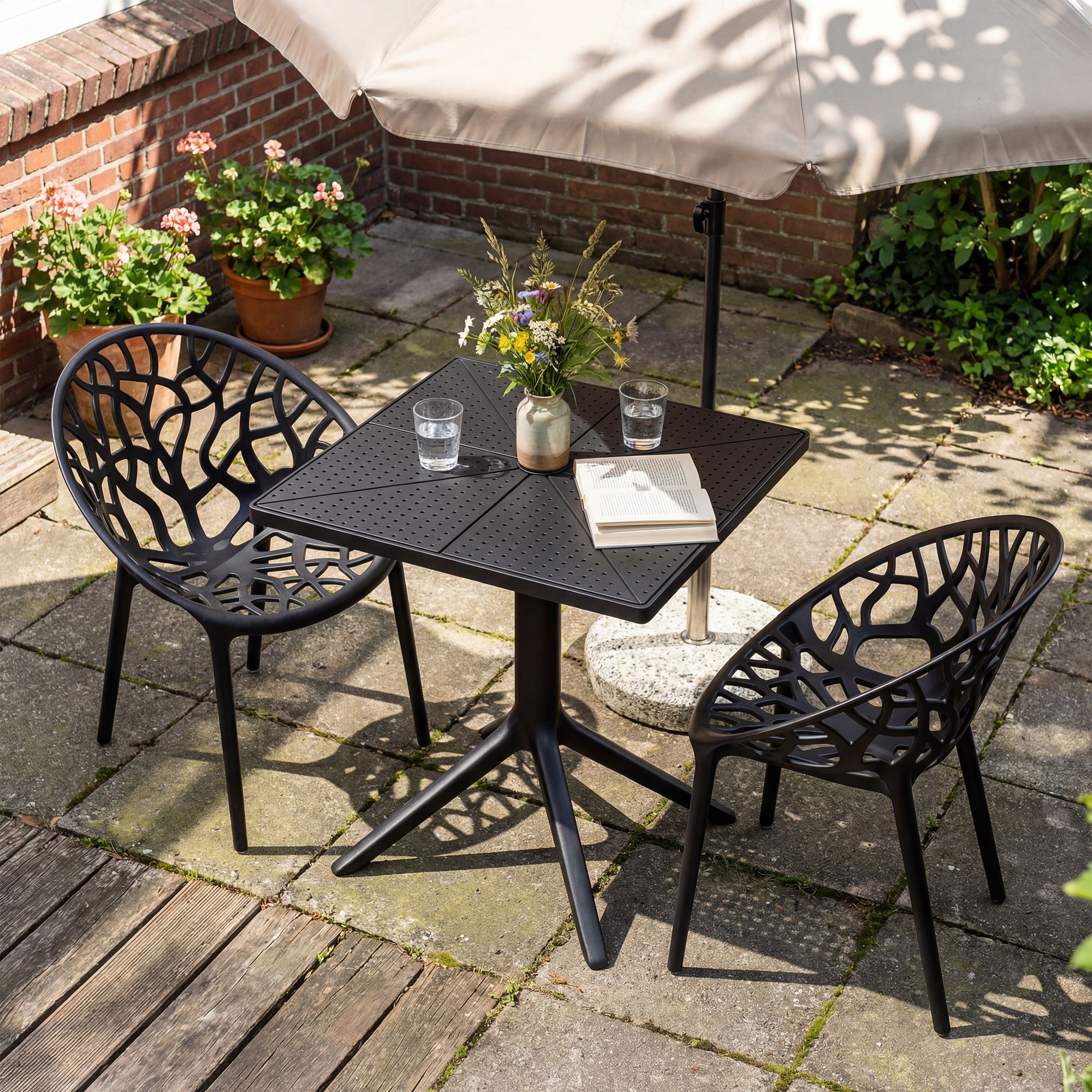 Conjunto de muebles de jardin Neriva con 2 sillas