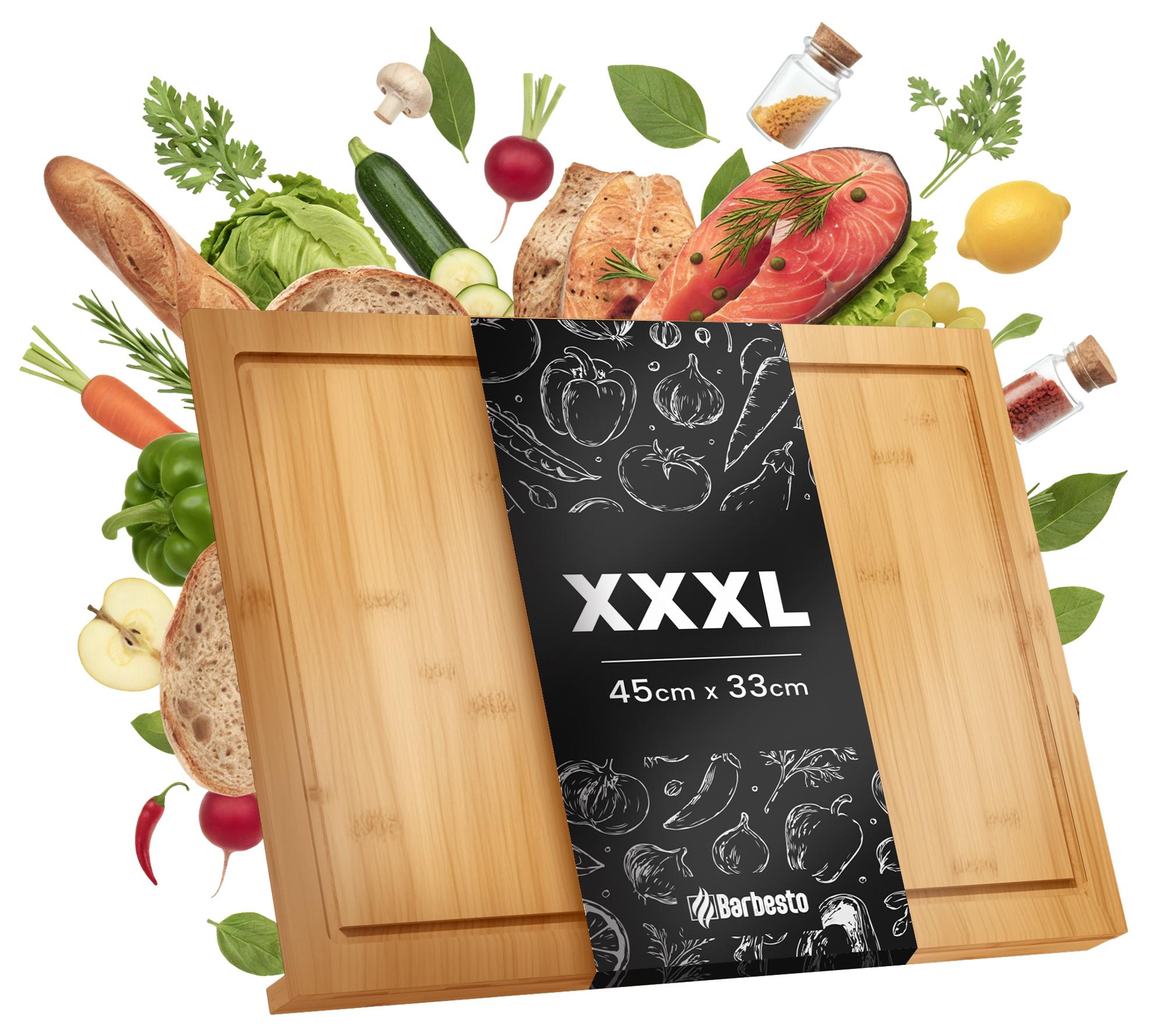 Tabla de cortar de bambú XXXL 45 x 33 cm con borde de tope