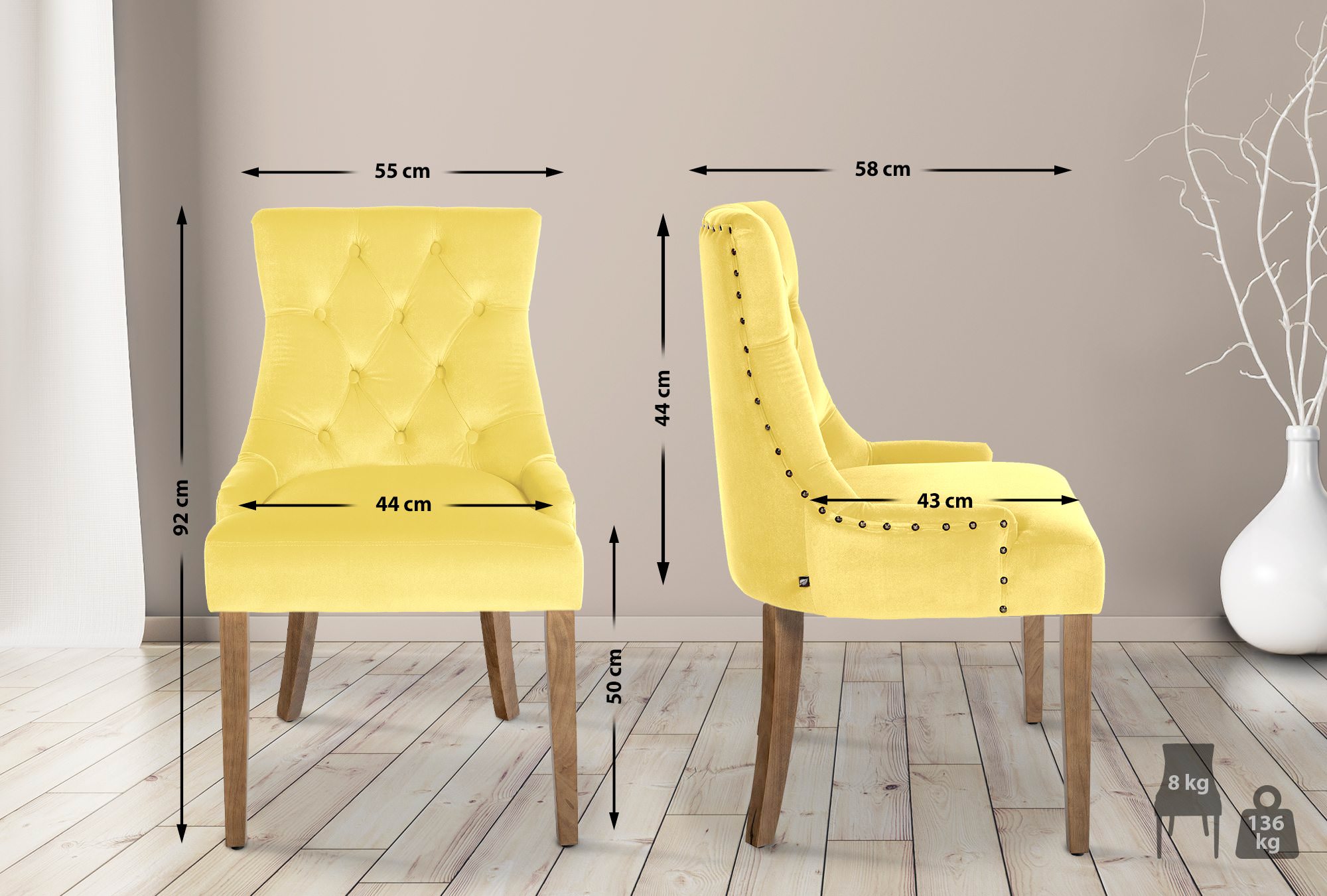 Silla De Comedor Aberdeen En Terciopelo