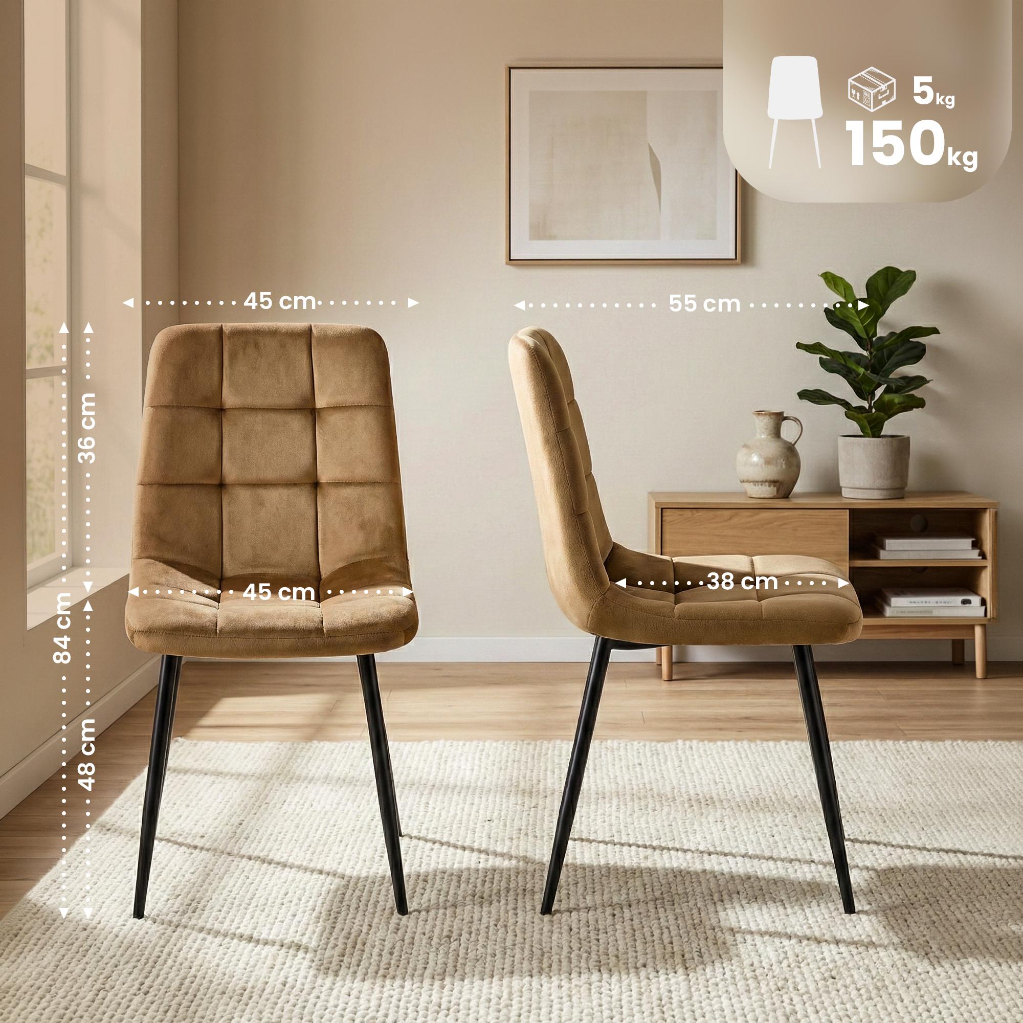 Silla de comedor Antibes tapizada en terciopelo
