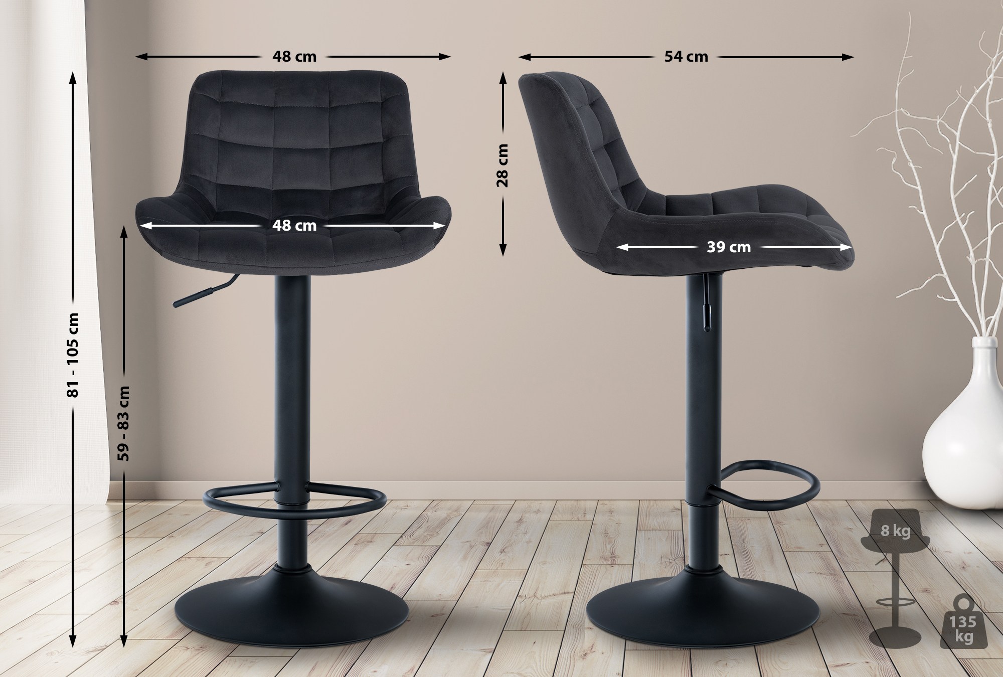 Set de 2 Taburetes de bar Tover