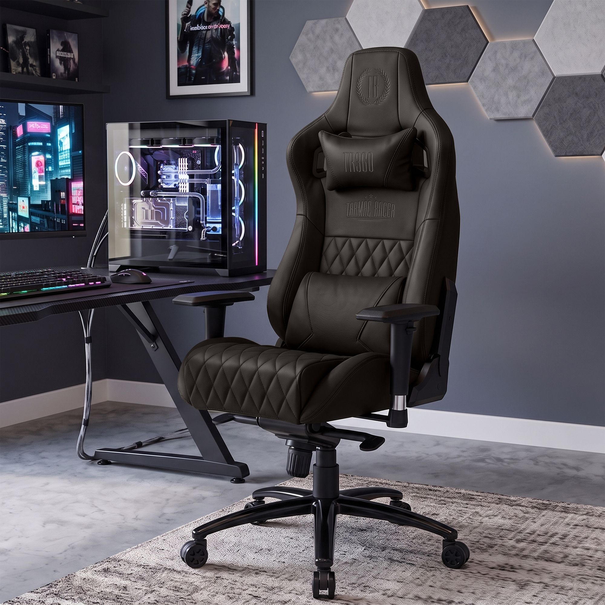 Silla de oficina Keren tapizada en piel genuina