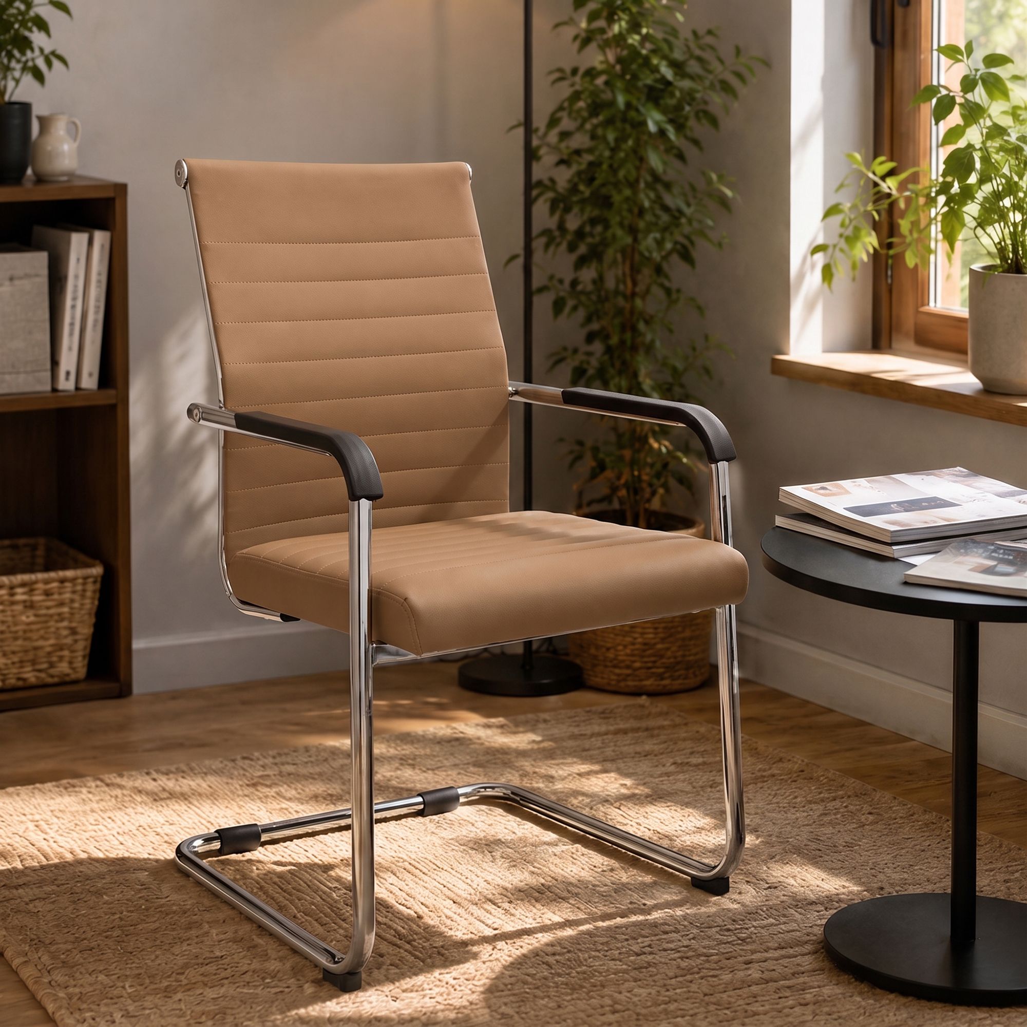 Juego de 2 sillas cantilever Hakon con efecto piel