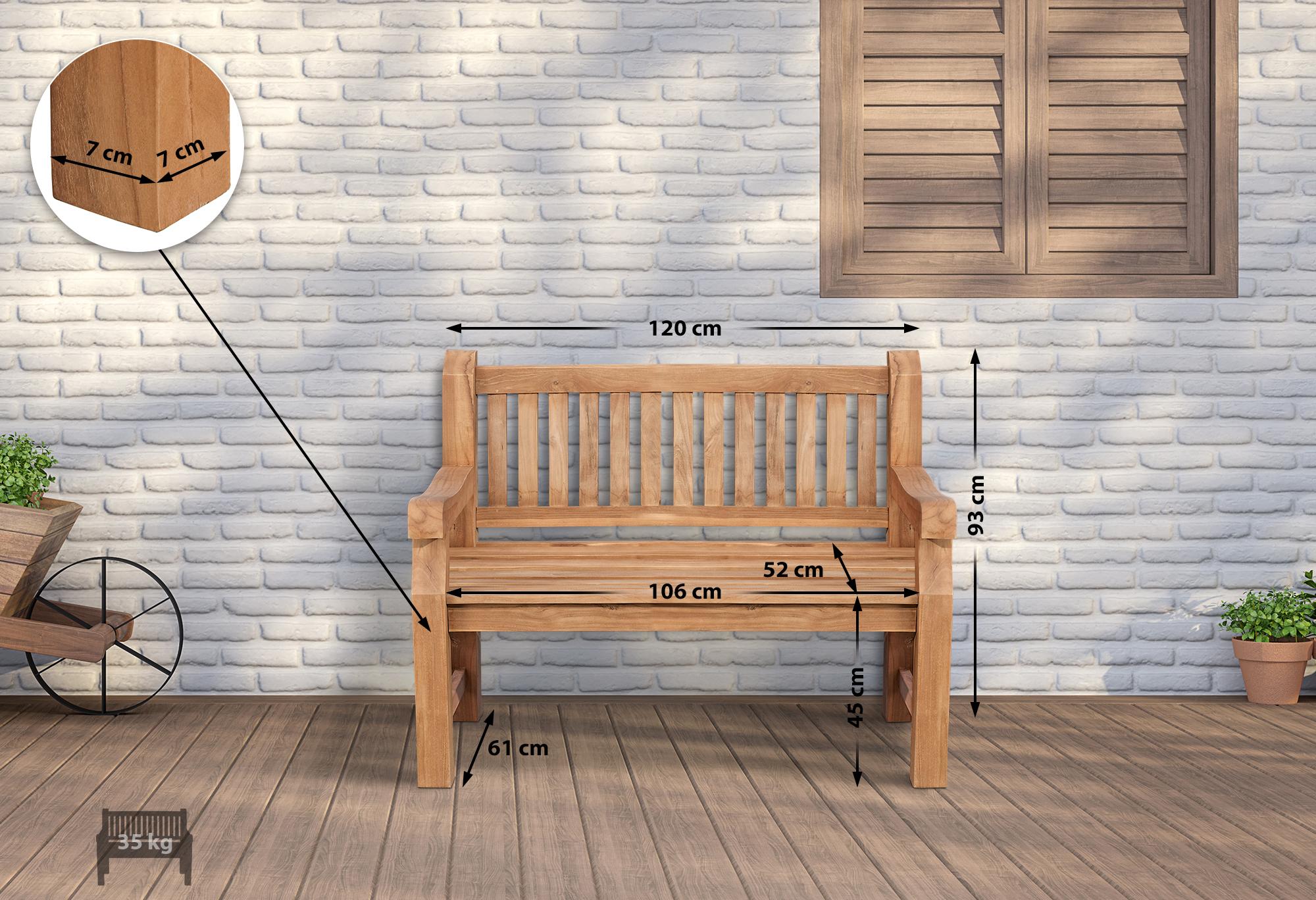 Banco de Jardin de Teca Daxon con Cojin de Asiento