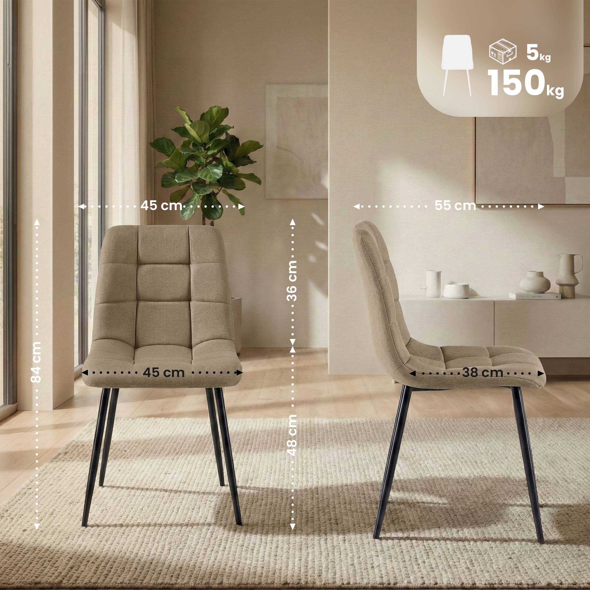 Juego de 4 sillas de comedor Antibes tapizadas en tela