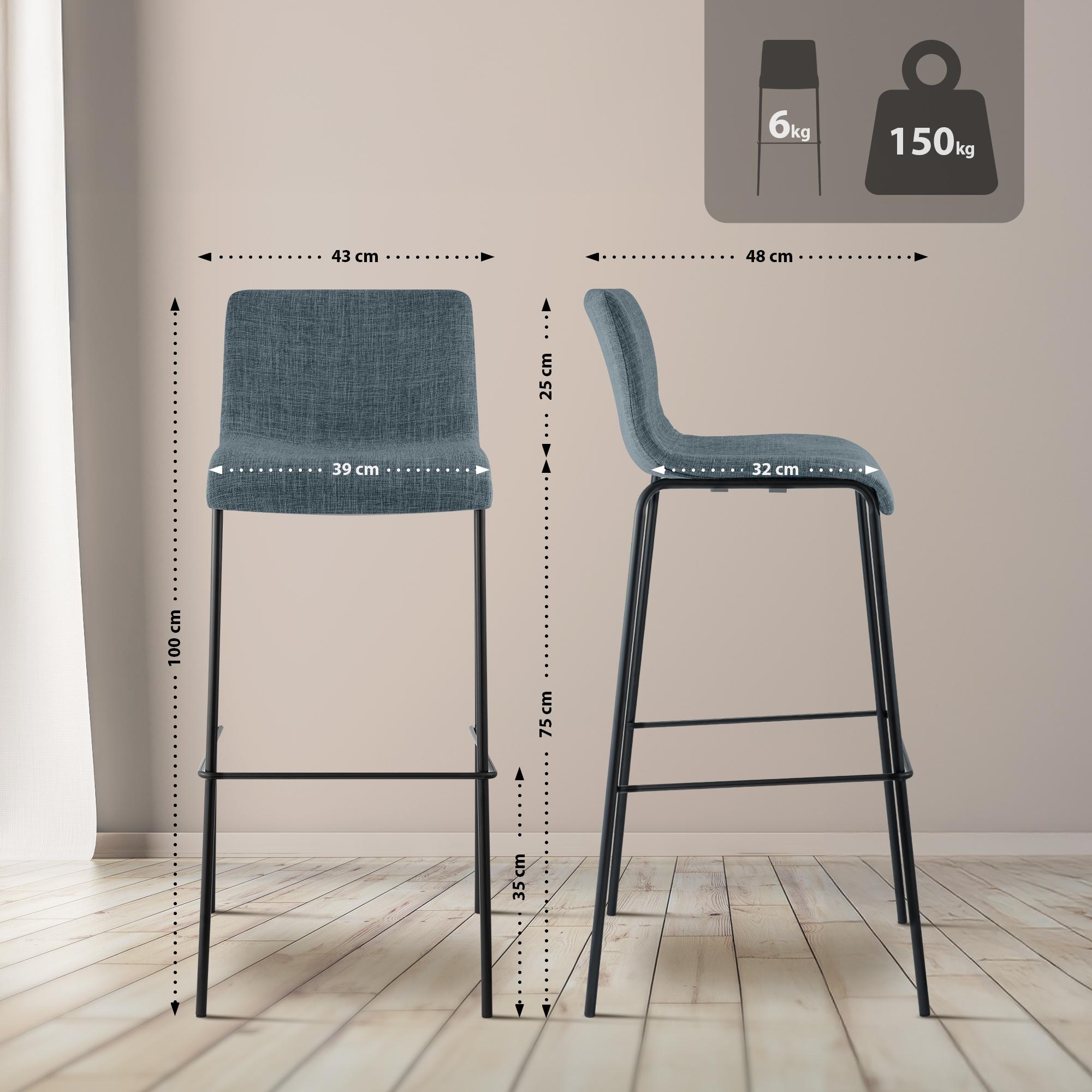 Taburete de bar Hover de tela con base de cuatro patas