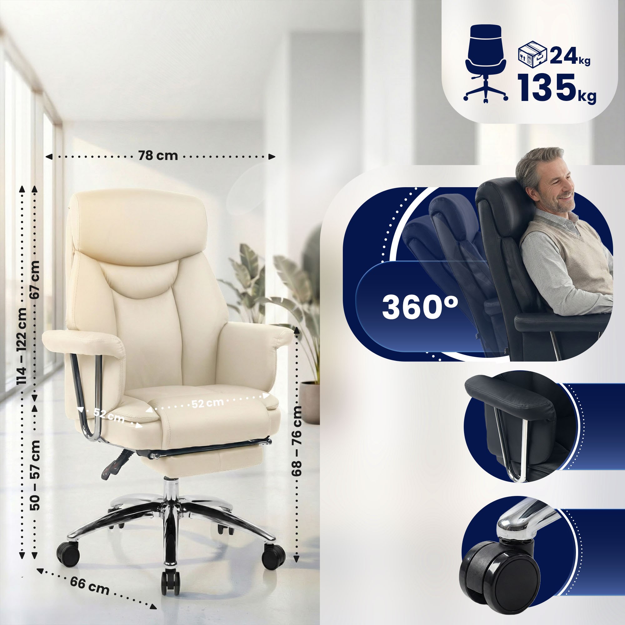 Silla de Oficina Dahra Cuero Auténtico
