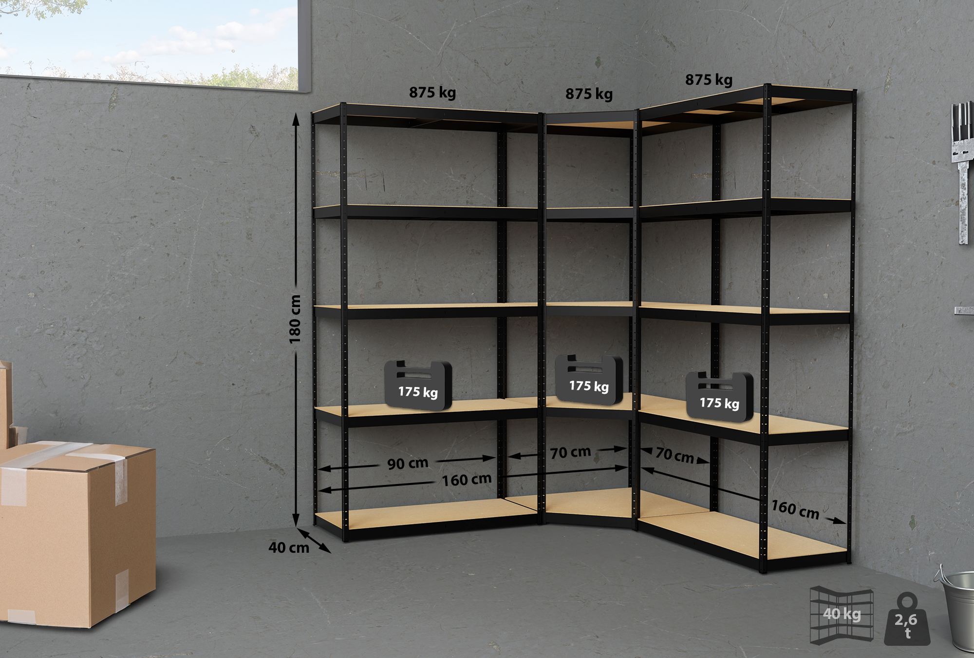 Estantería modular de 3 piezas