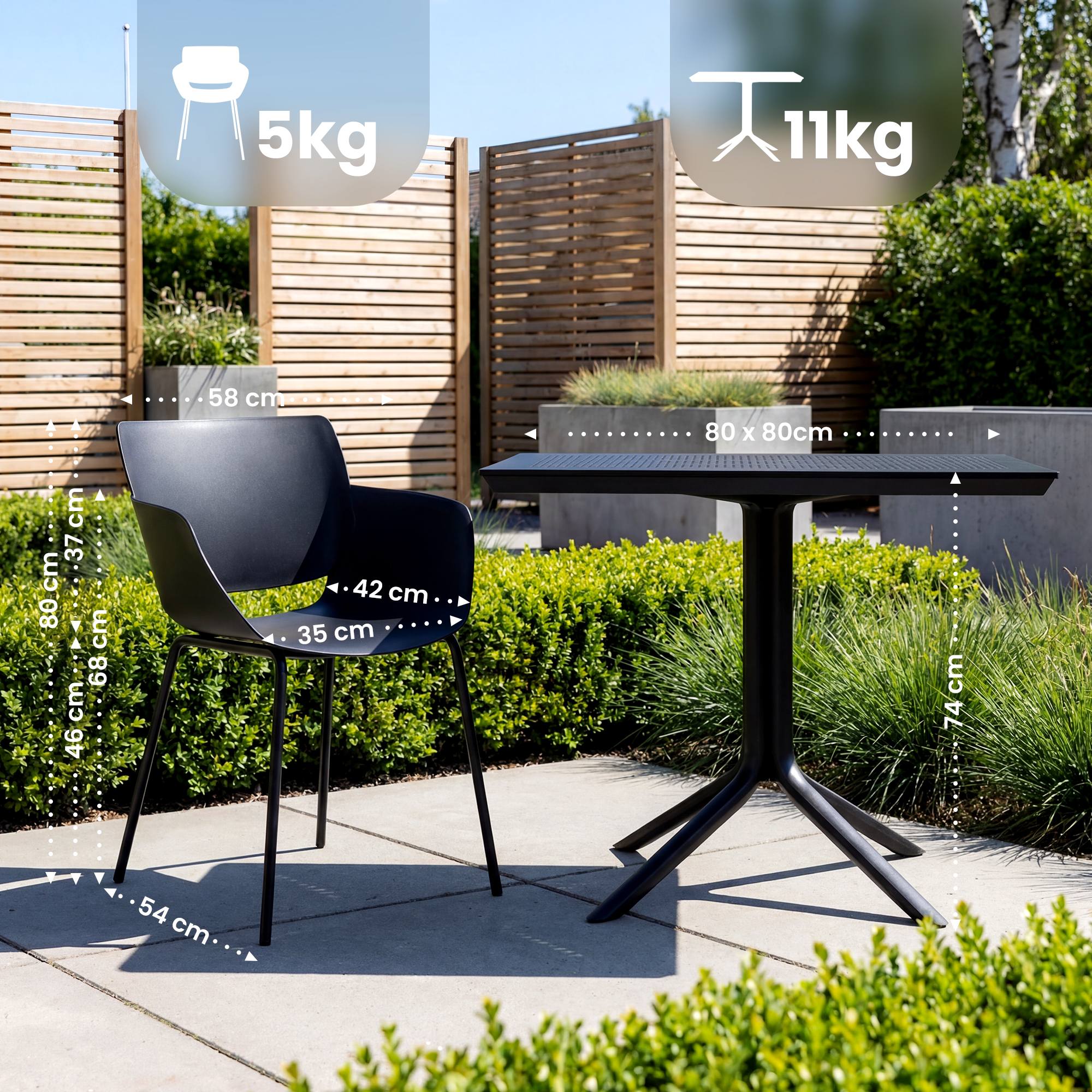 Conjunto de muebles de jardin Lirra con 4 sillas