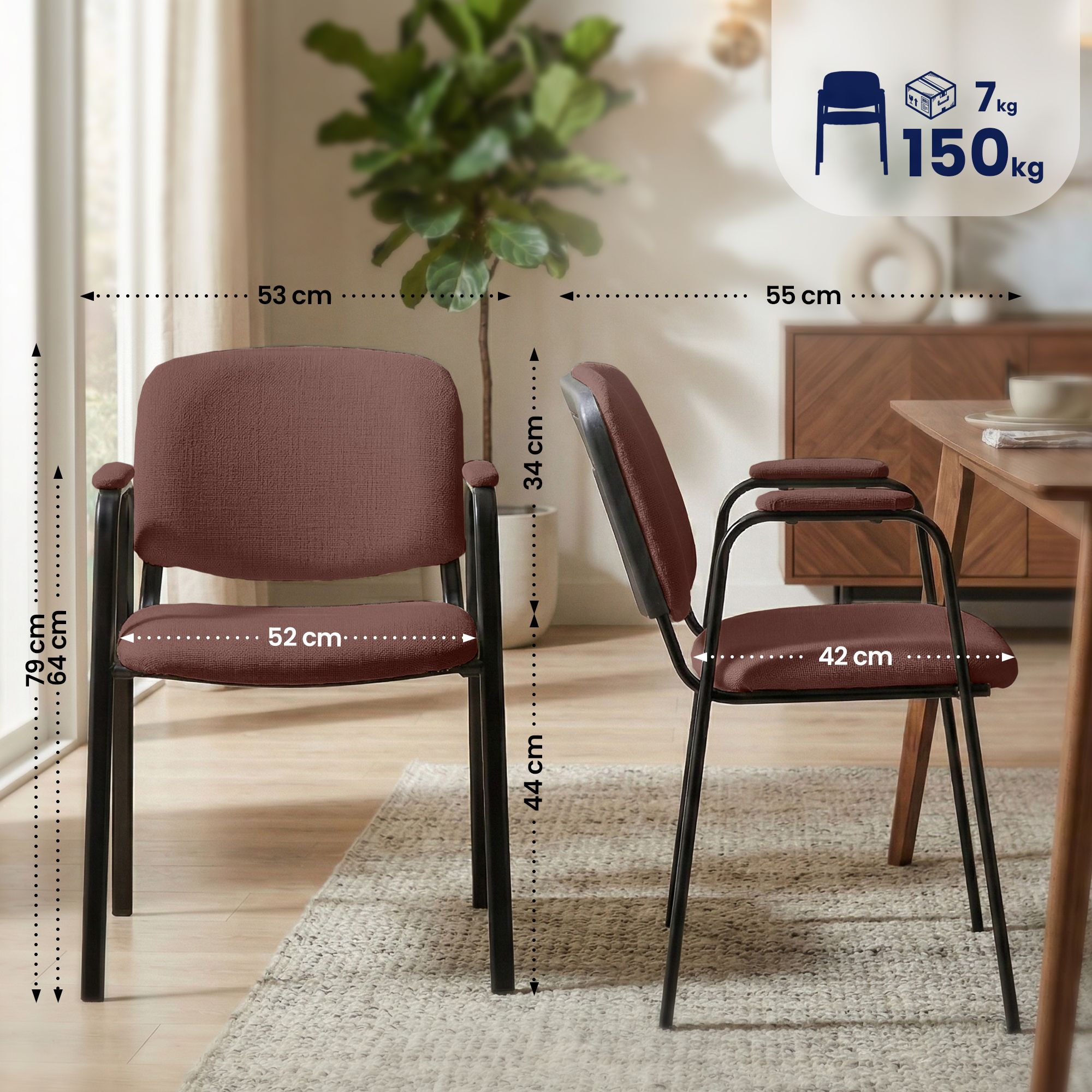 Set de 4 Sillas Apilables Ken Pro de Tela