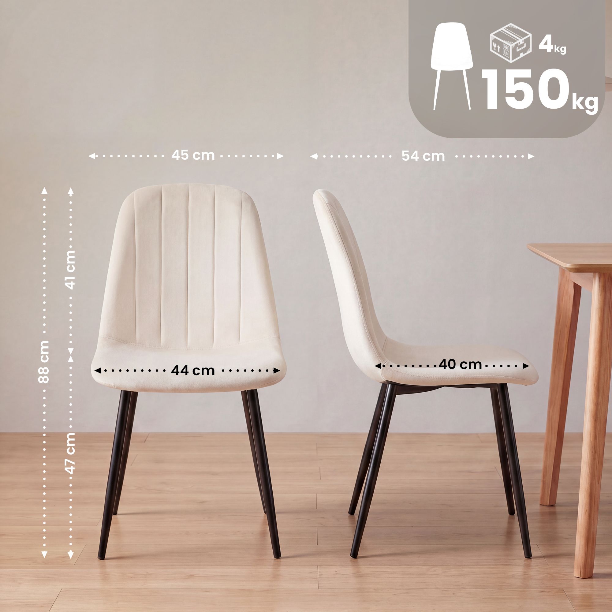Silla de comedor Baxter de terciopelo