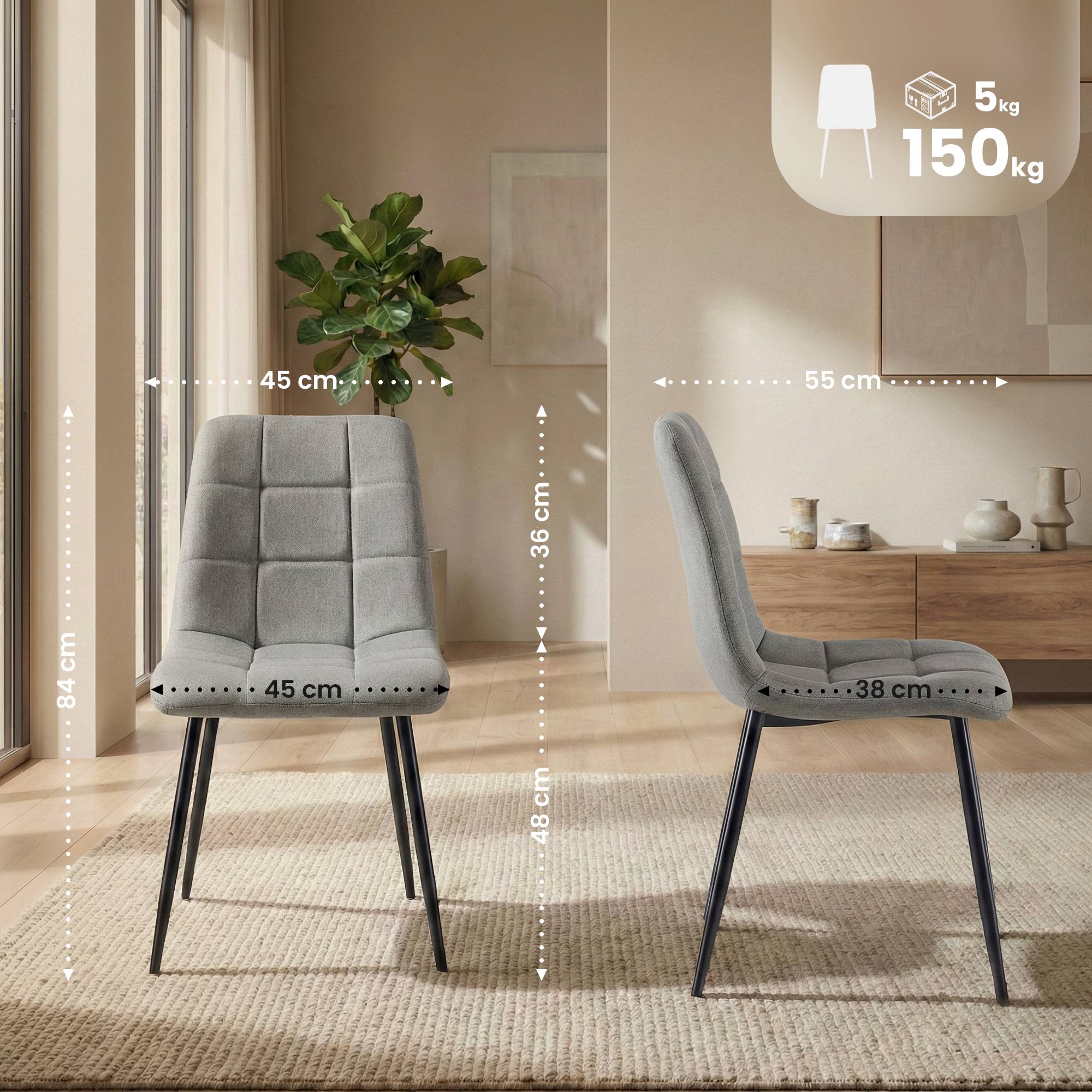 Silla de comedor Antibes de tela